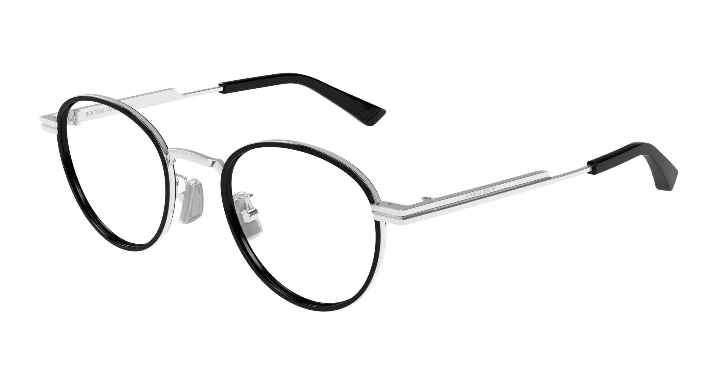 Bottega Veneta BV1337OJ 002 Montature da vista Metallo Argento Trasparente Rotonda - immagine 1