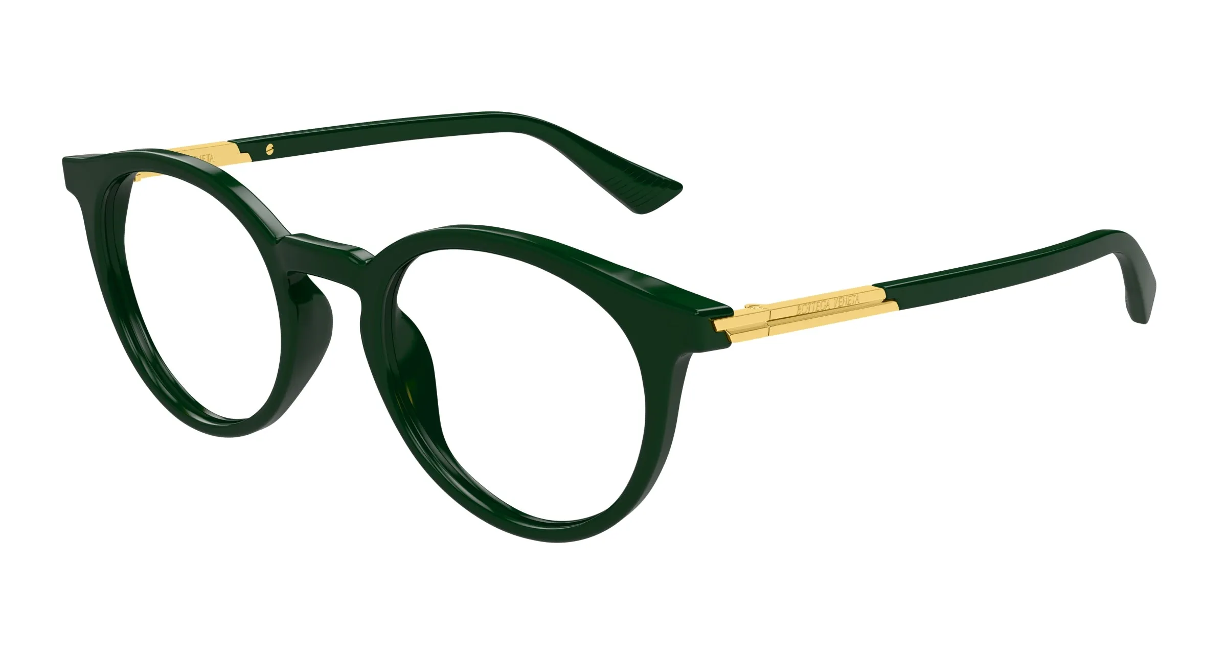 Bottega Veneta BV1335OA 003 Montature da vista Acetato Verde Trasparente Rotonda - immagine 1