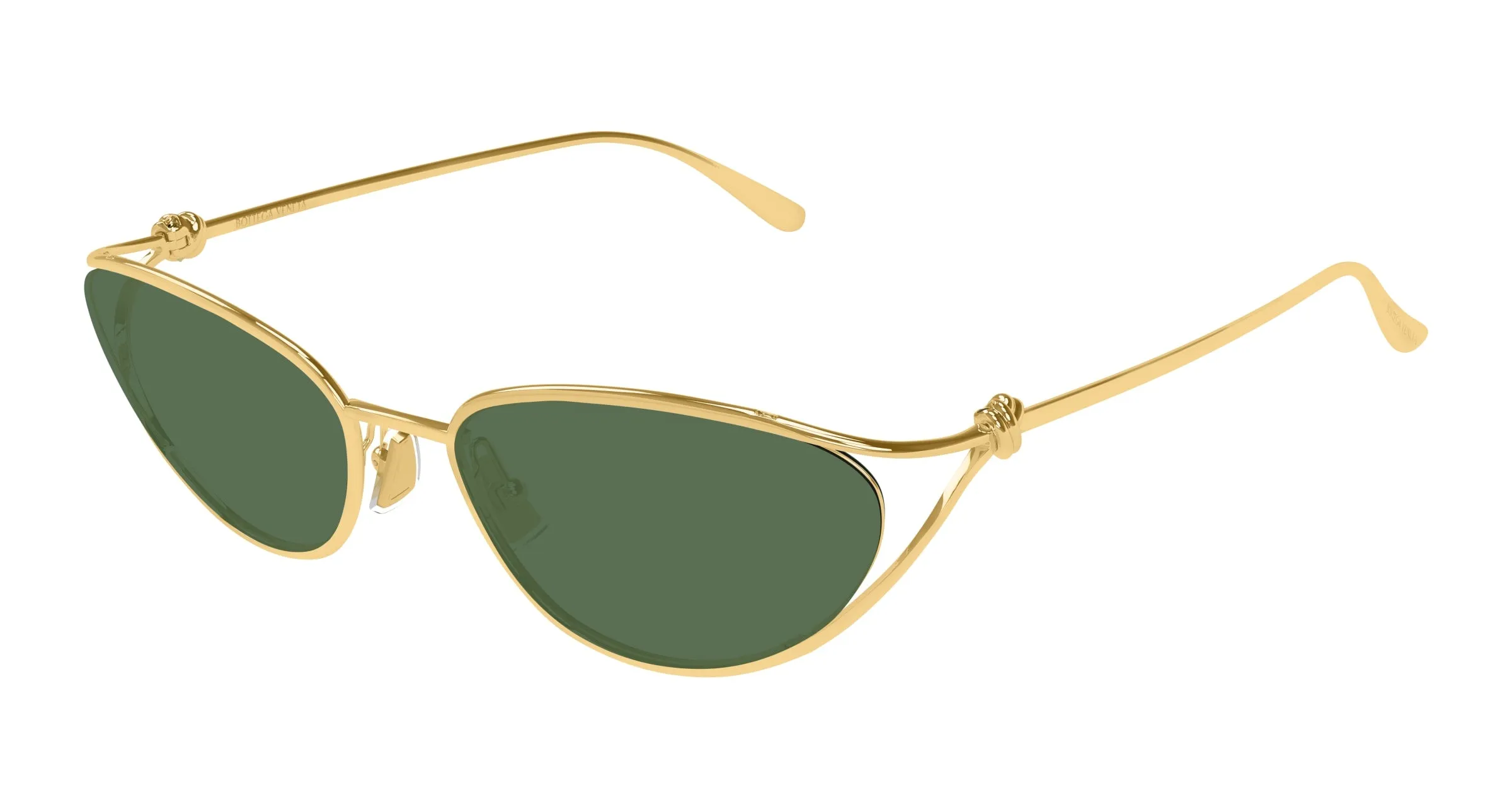 Bottega Veneta BV1330S 004 Occhiali da sole Metallo Oro Verde Cat Eye - immagine 1