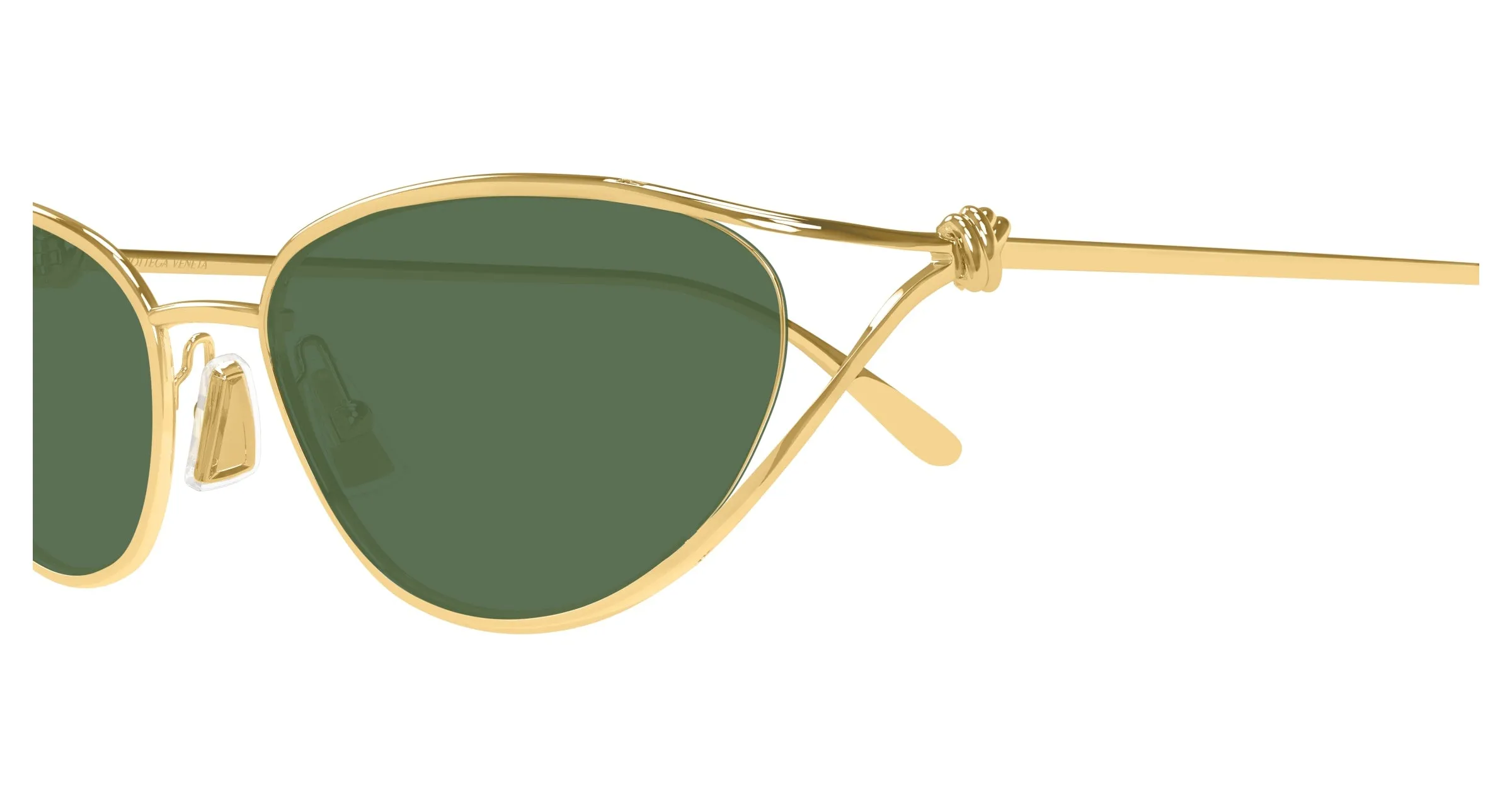 Bottega Veneta BV1330S 004 Occhiali da sole Metallo Oro Verde Cat Eye - immagine 3