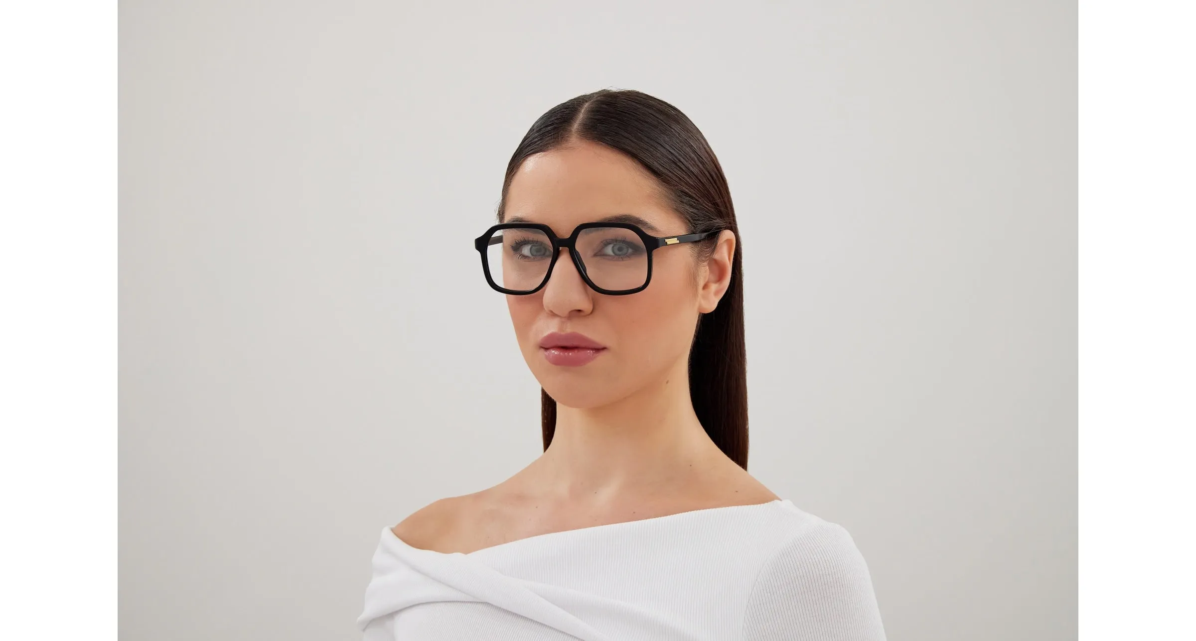Bottega Veneta BV1329O 001 Montature da vista Acetato Nero Trasparente Squadrata - immagine 4