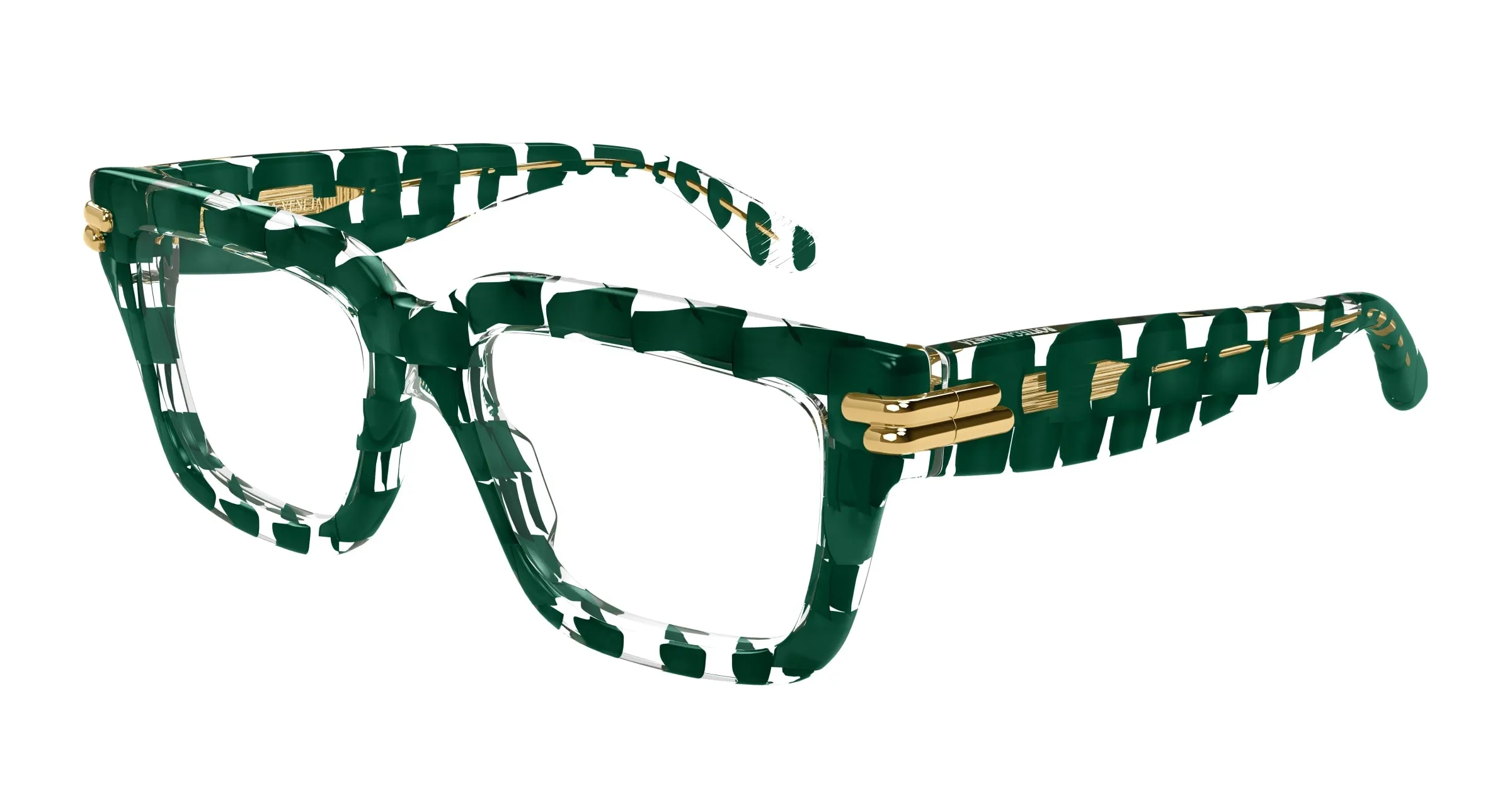 Bottega Veneta BV1324O 004 Montature da vista Acetato Verde Trasparente Squadrata - immagine 1