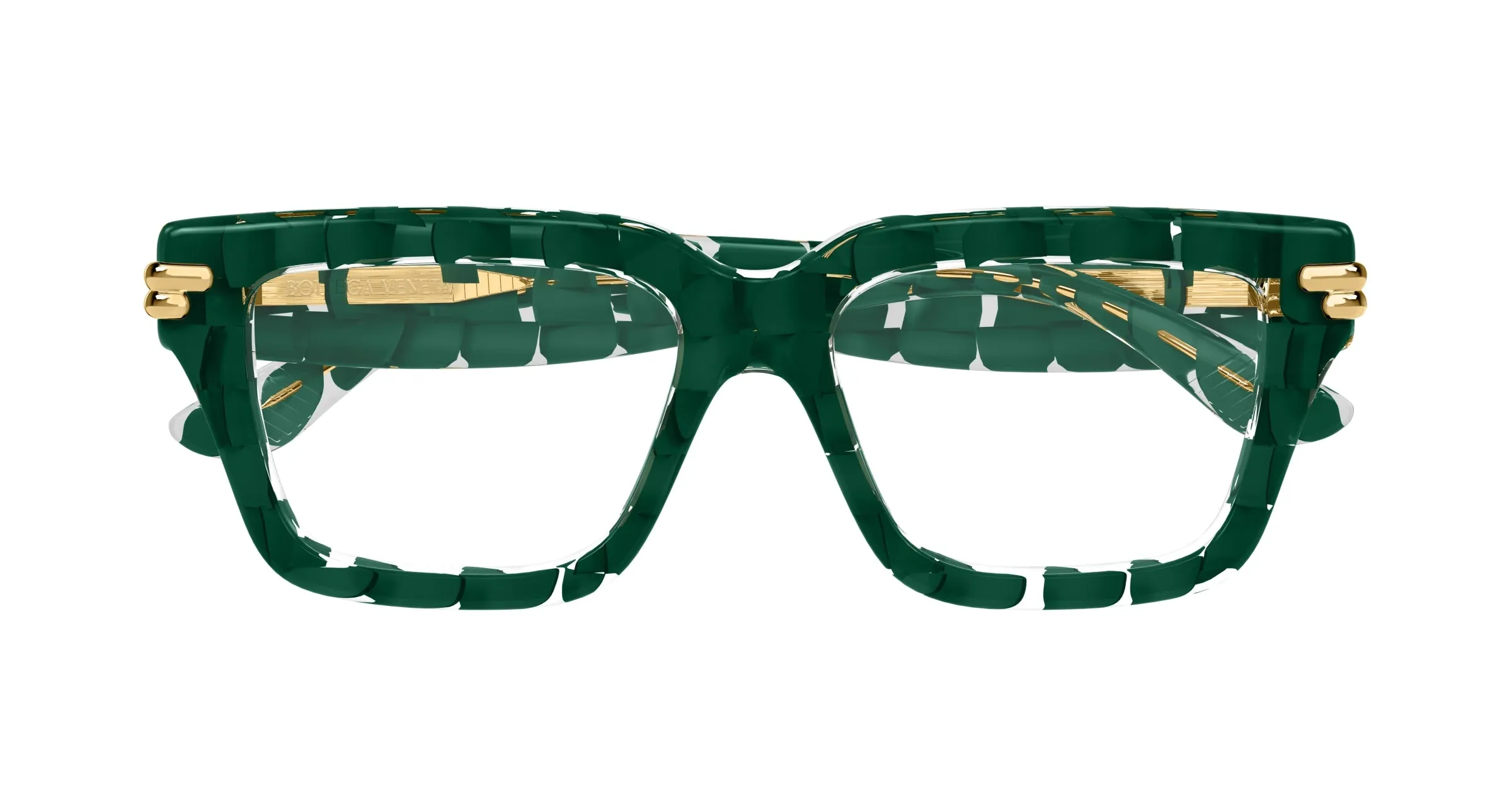 Bottega Veneta BV1324O 004 Montature da vista Acetato Verde Trasparente Squadrata - immagine 2
