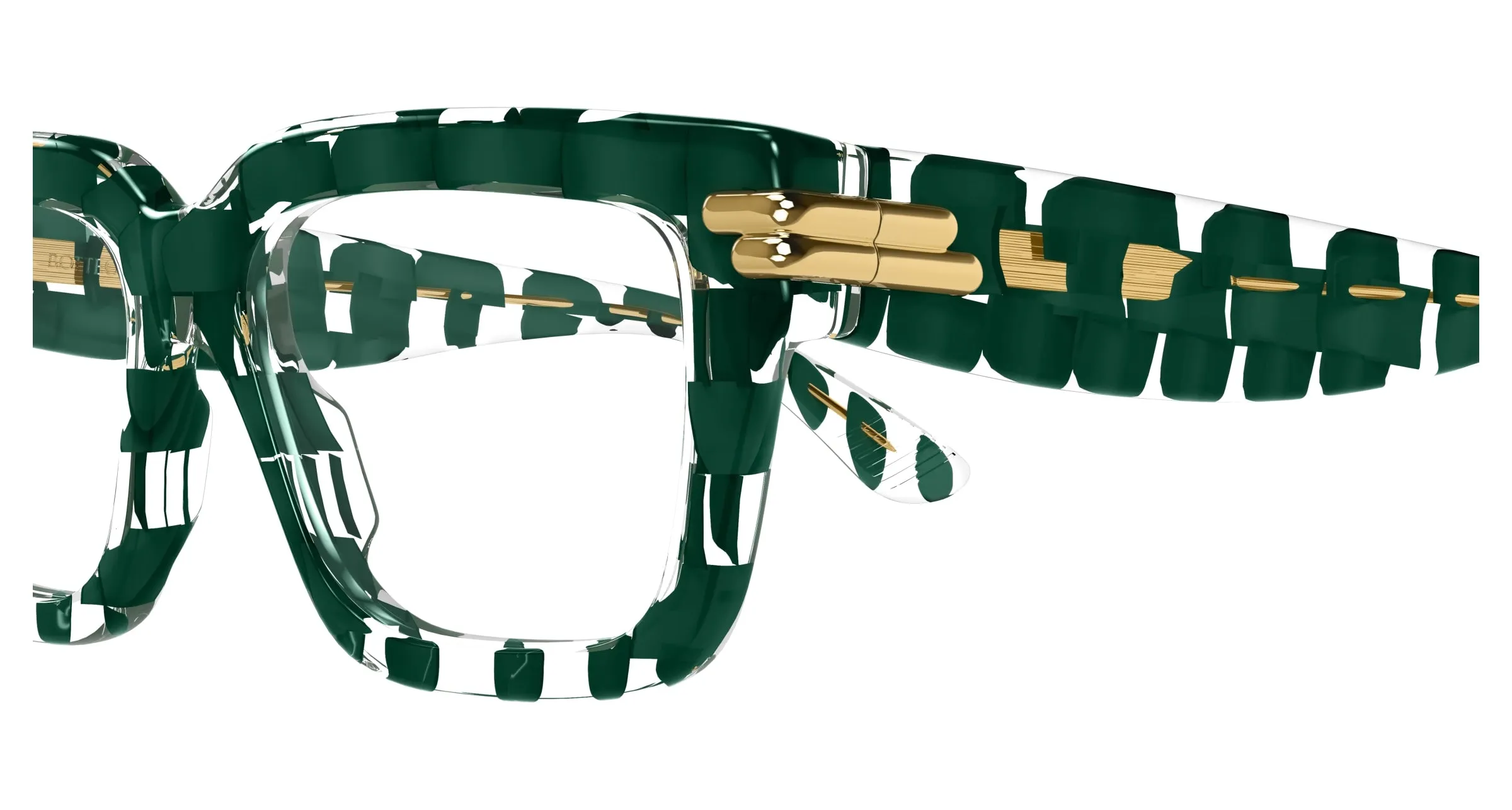 Bottega Veneta BV1324O 004 Montature da vista Acetato Verde Trasparente Squadrata - immagine 3