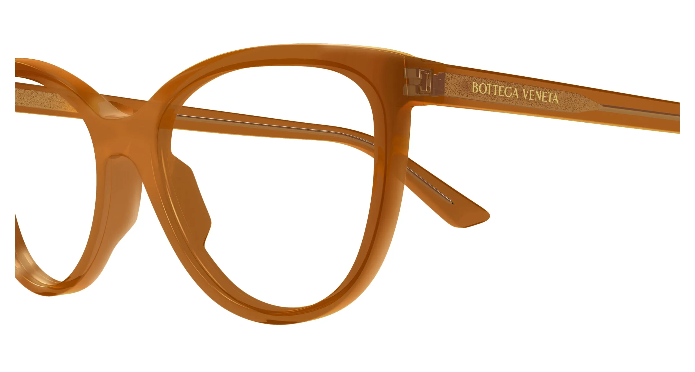 Bottega Veneta BV1313O 008 Montature da vista Acetato Marrone Trasparente Cat Eye - immagine 3