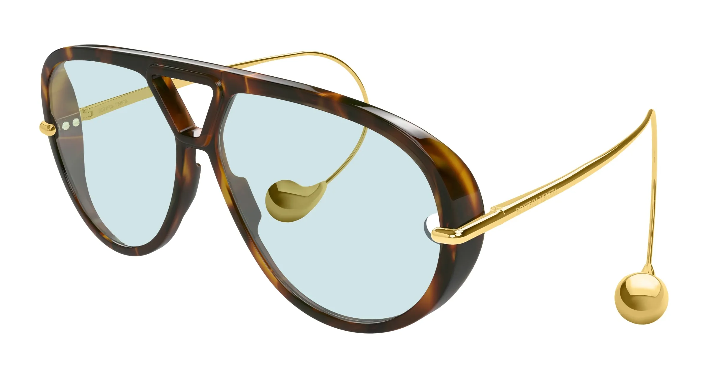 Bottega Veneta BV1273S 007 Occhiali da sole Acetato Havana Verde Geometrica - immagine 1