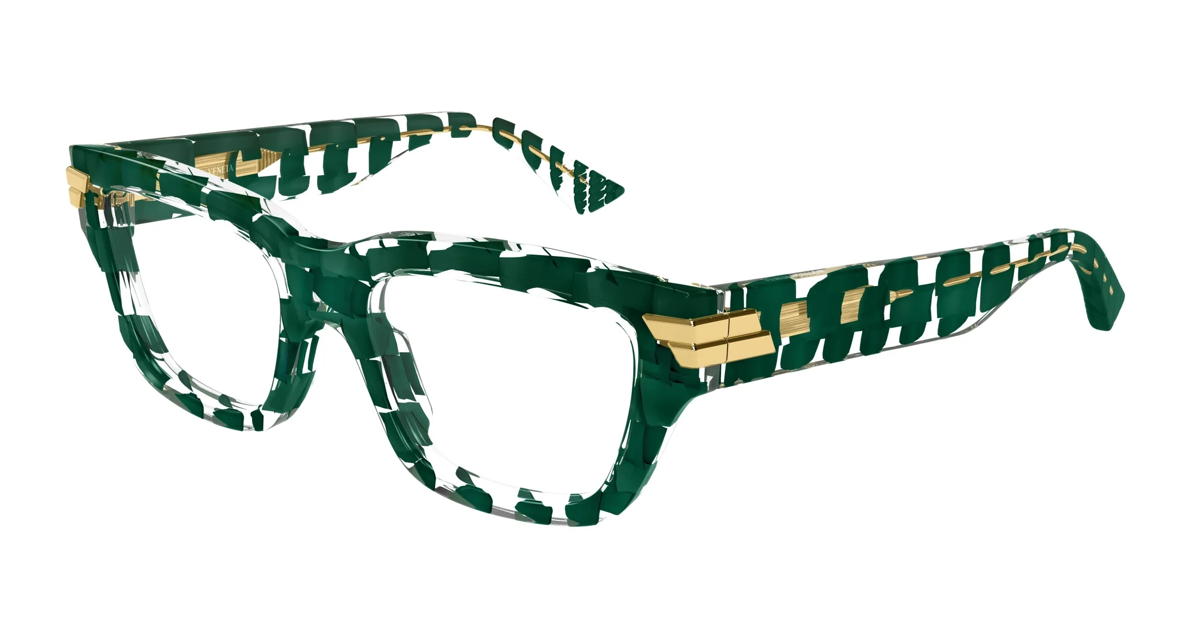 Bottega Veneta BV1190O 005 Montature da vista Acetato Verde Trasparente Squadrata - immagine 1