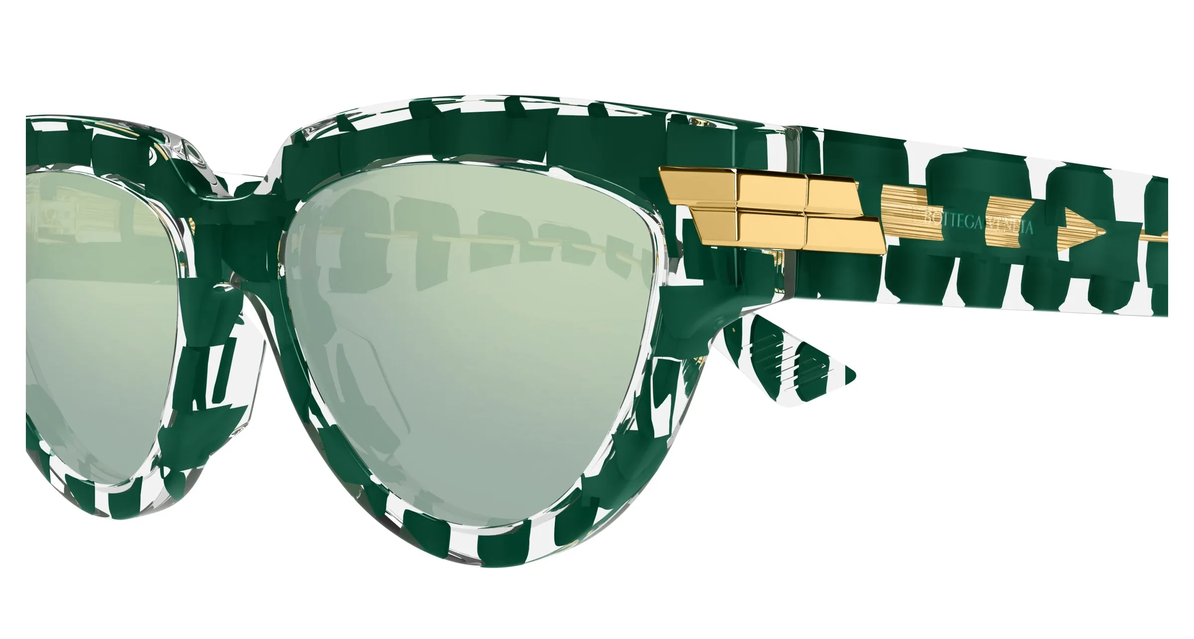 Bottega Veneta BV1035S 008 Occhiali da sole Acetato Verde Verde Cat Eye - immagine 3