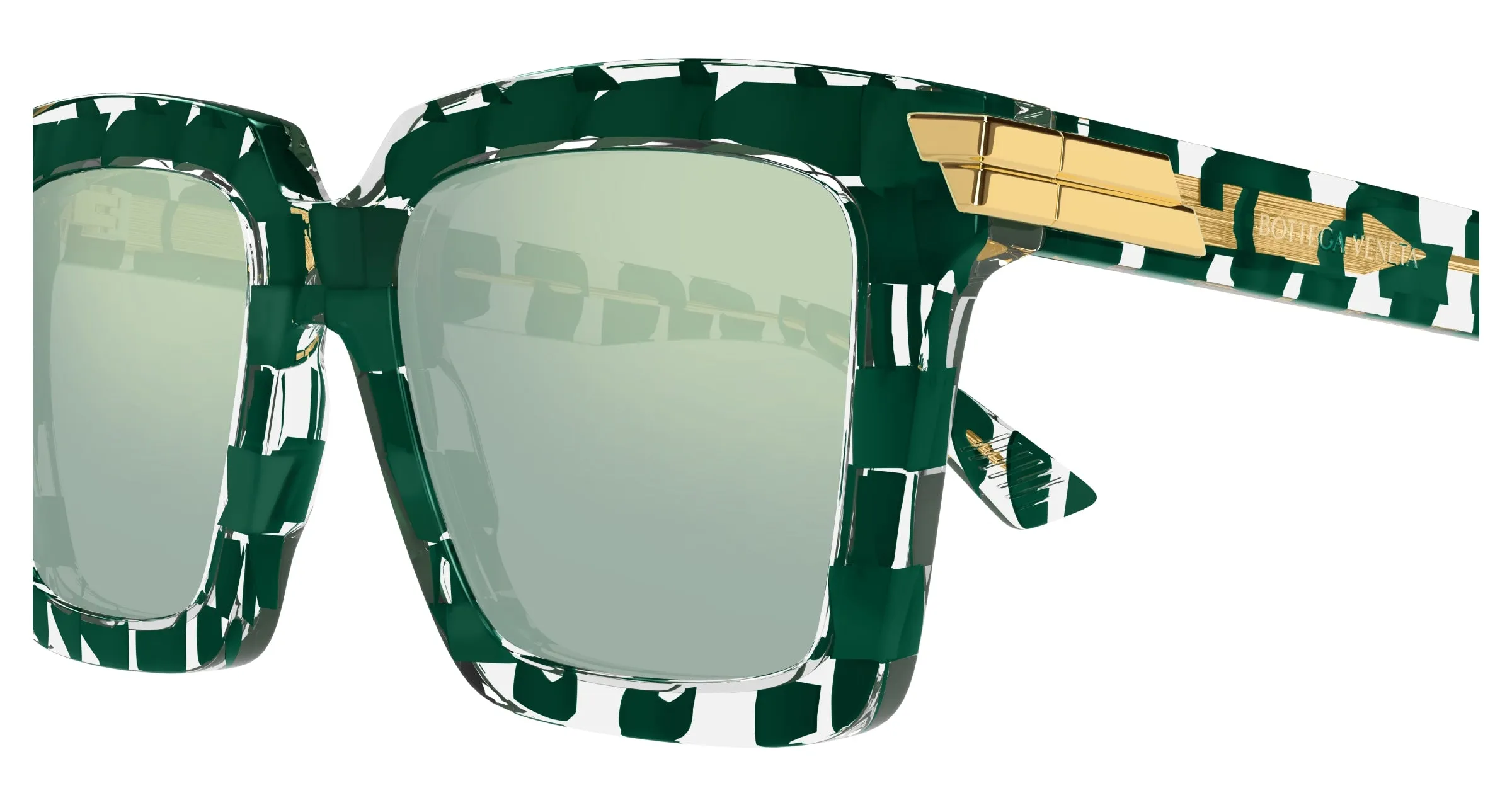 Bottega Veneta BV1005S 010 Occhiali da sole Acetato Verde Verde Squadrata - immagine 3