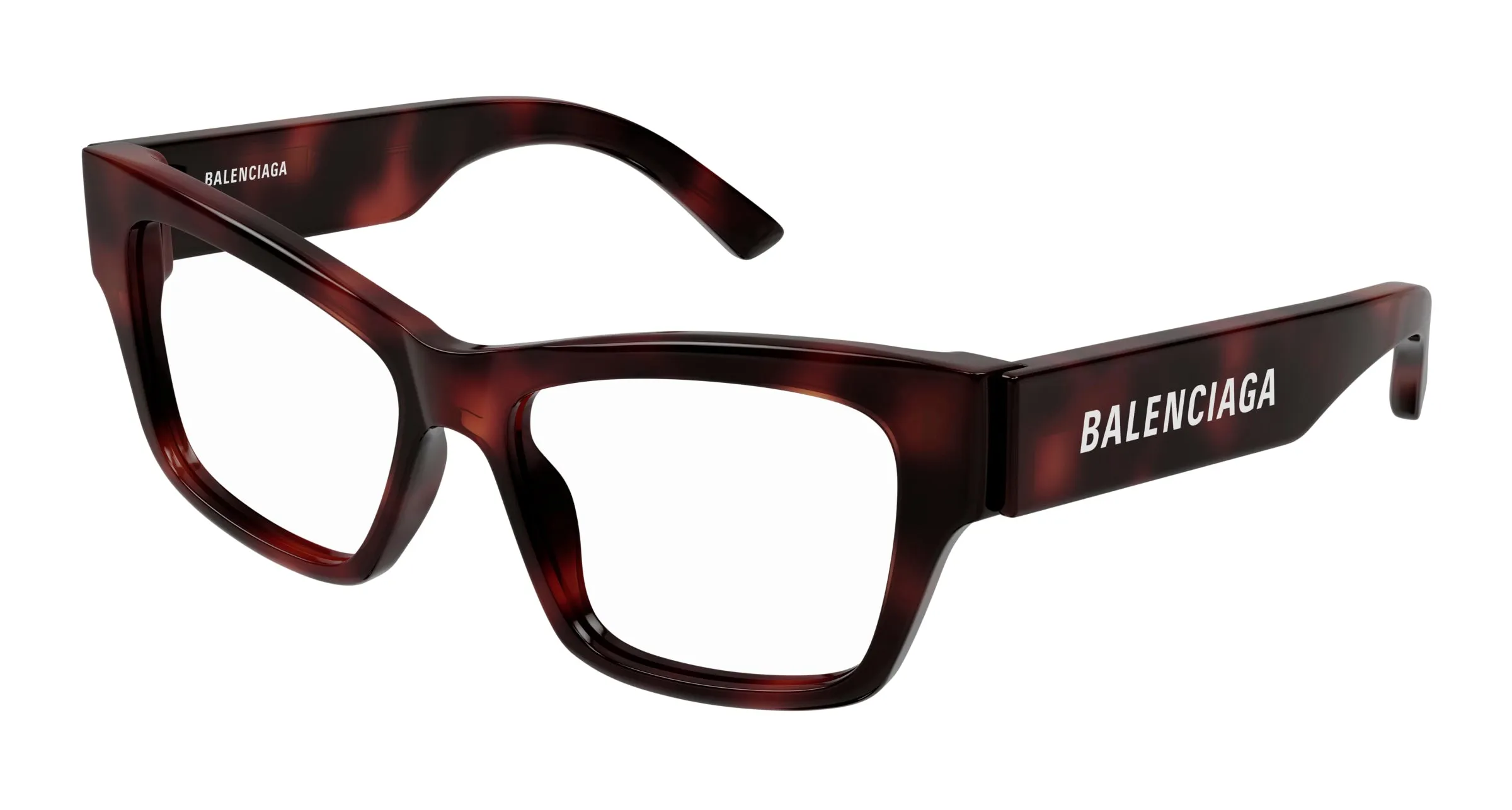 Balenciaga Donna BB0378O 002 Montature da vista Acetato Havana Trasparente Cat Eye - immagine 1