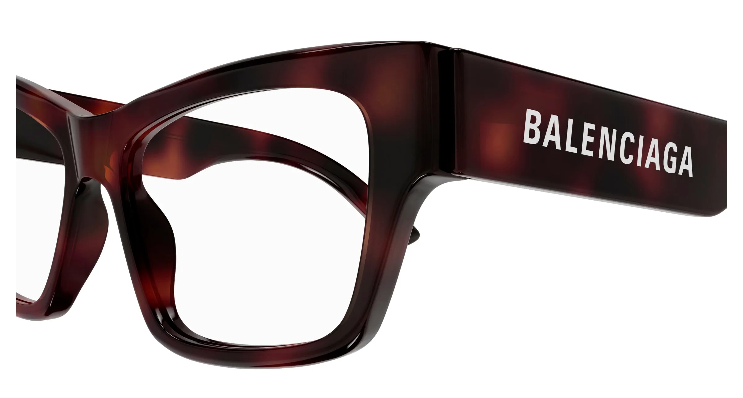 Balenciaga Donna BB0378O 002 Montature da vista Acetato Havana Trasparente Cat Eye - immagine 3