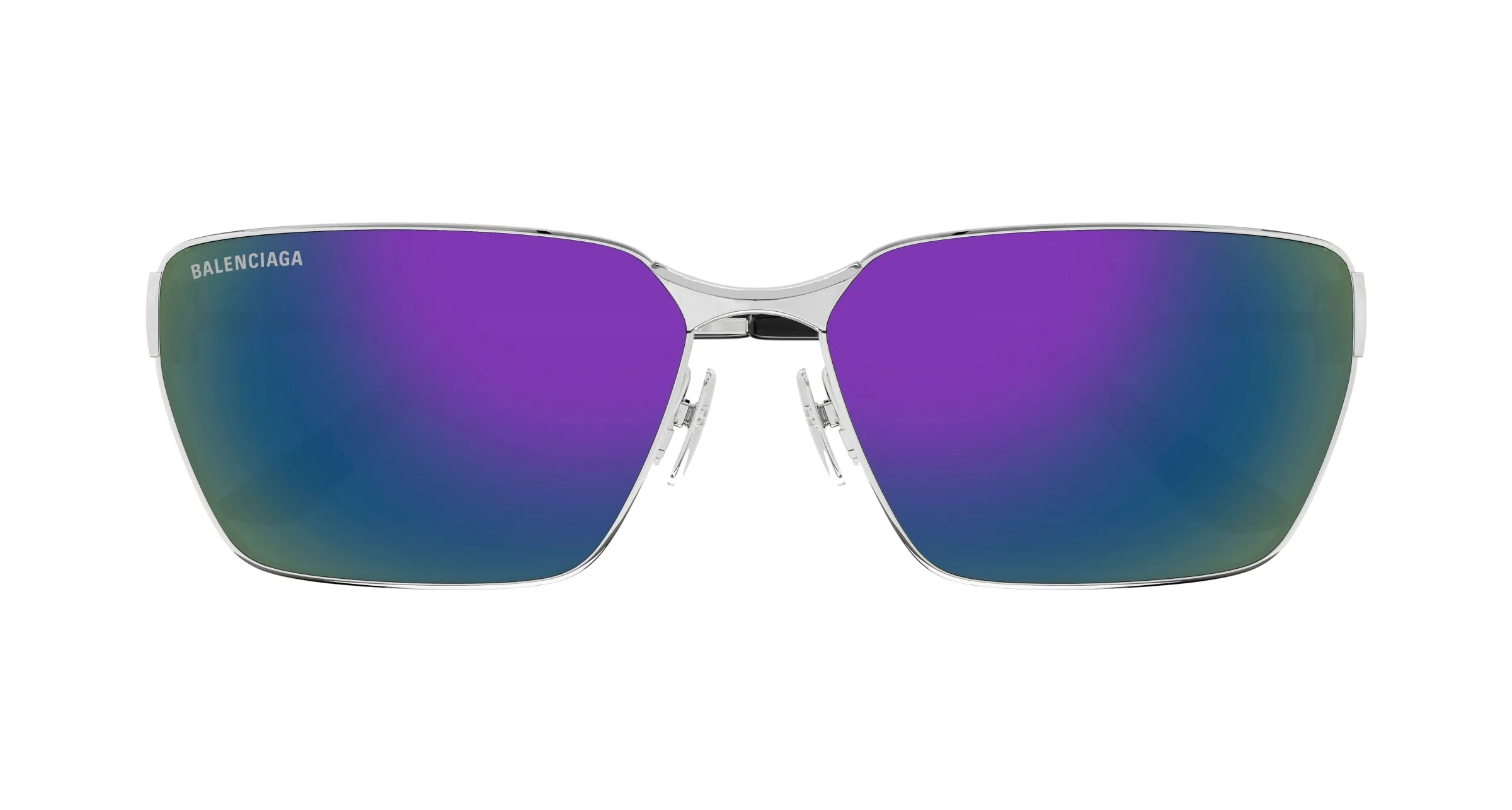 Balenciaga BB0374SK 003 Occhiali da sole Metallo Argento Viola Squadrata - immagine 2