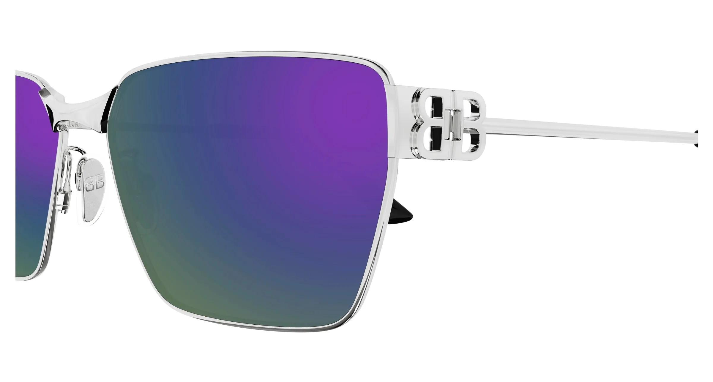 Balenciaga BB0374SK 003 Occhiali da sole Metallo Argento Viola Squadrata - immagine 3