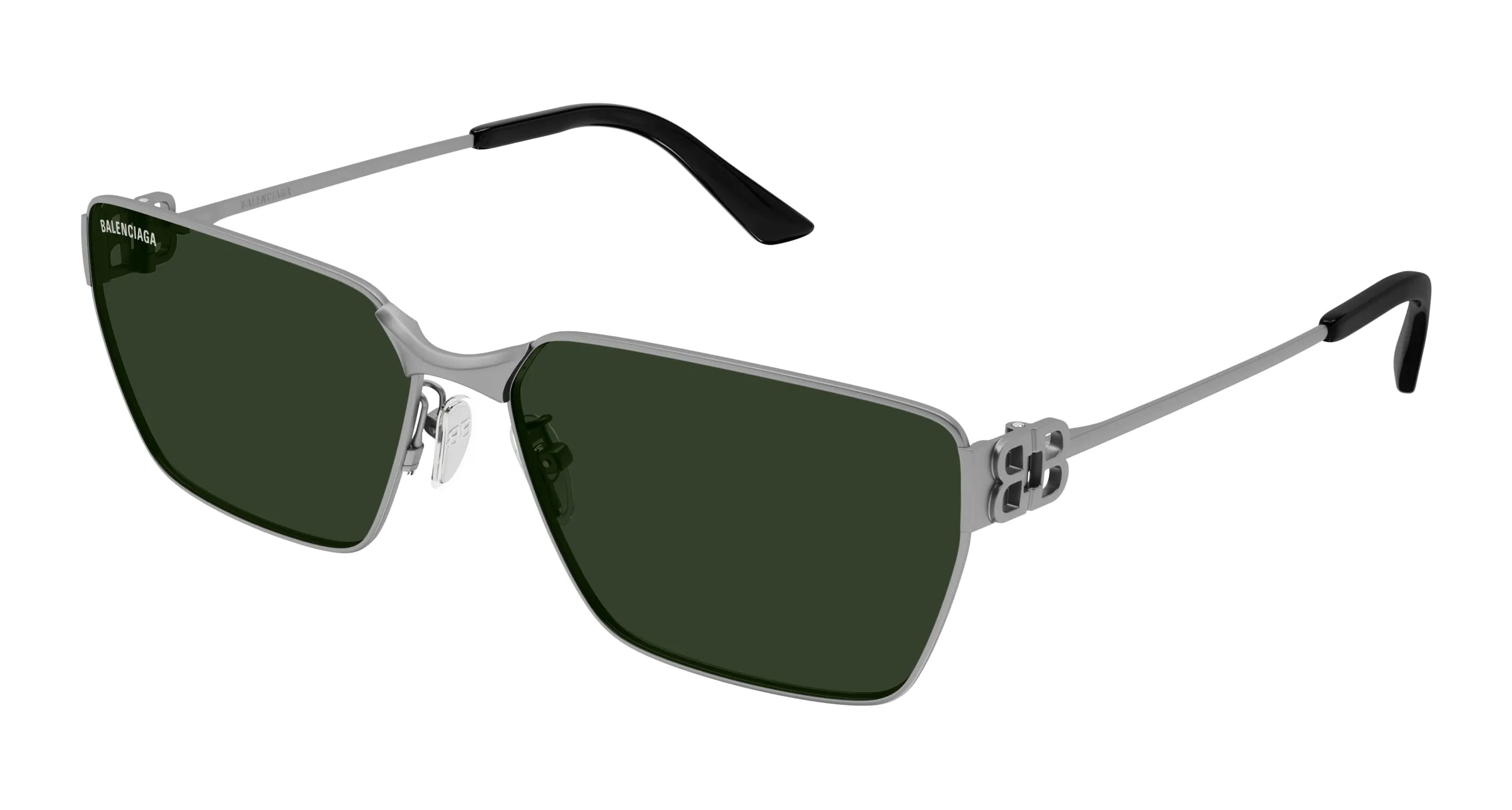 Balenciaga BB0374SK 002 Occhiali da sole Metallo Rutenio Verde Squadrata - immagine 1