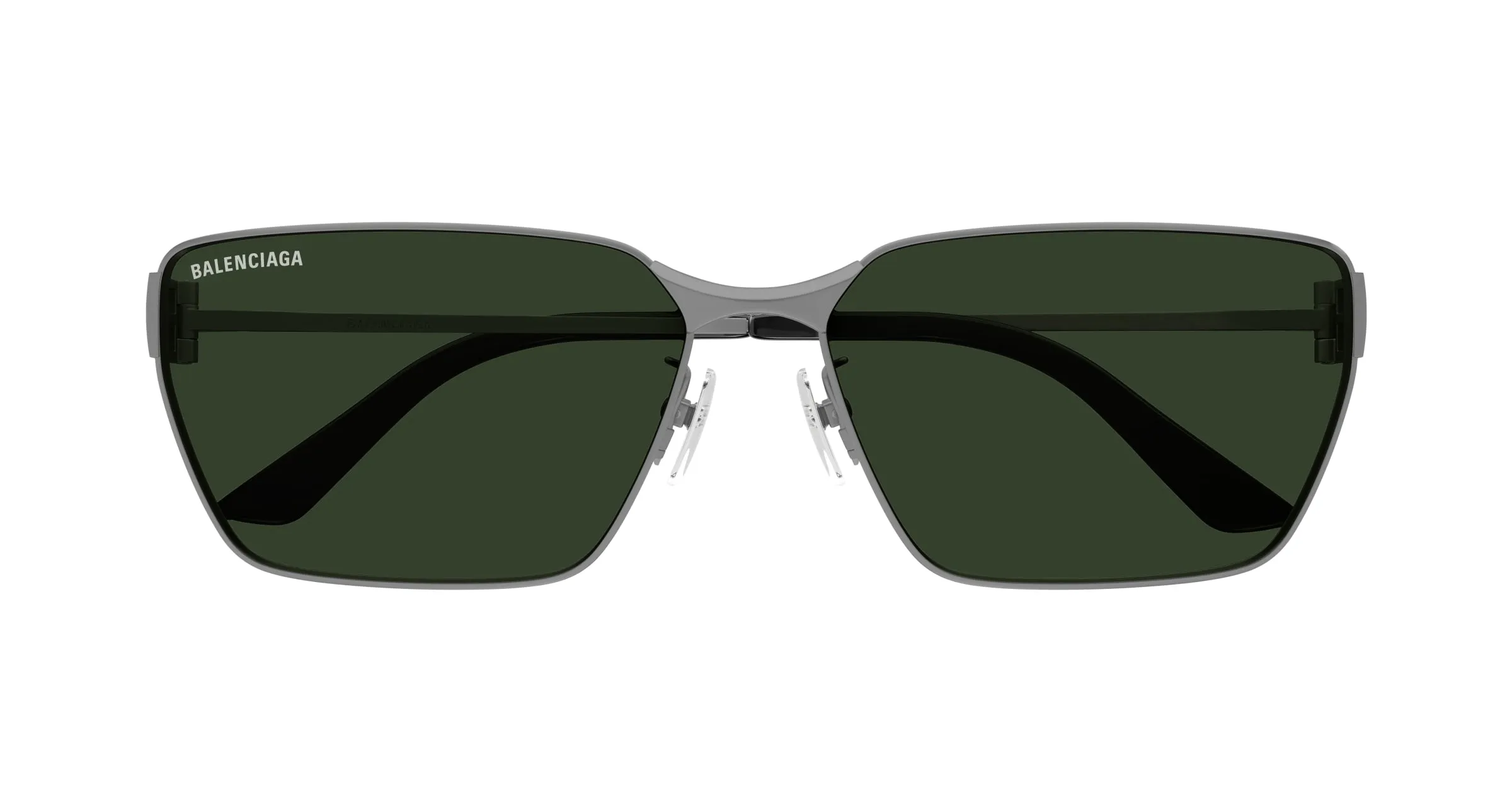 Balenciaga BB0374SK 002 Occhiali da sole Metallo Rutenio Verde Squadrata - immagine 2