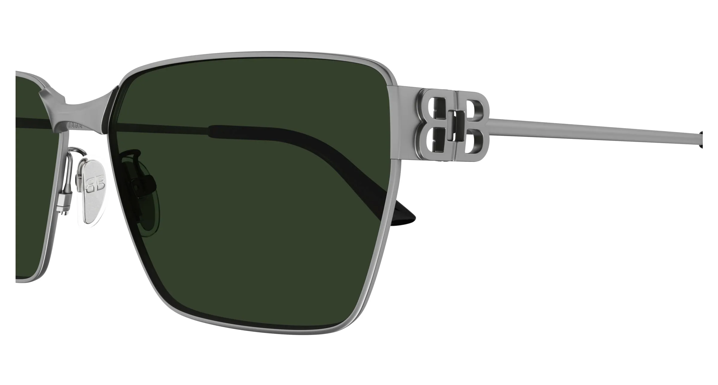 Balenciaga BB0374SK 002 Occhiali da sole Metallo Rutenio Verde Squadrata - immagine 3