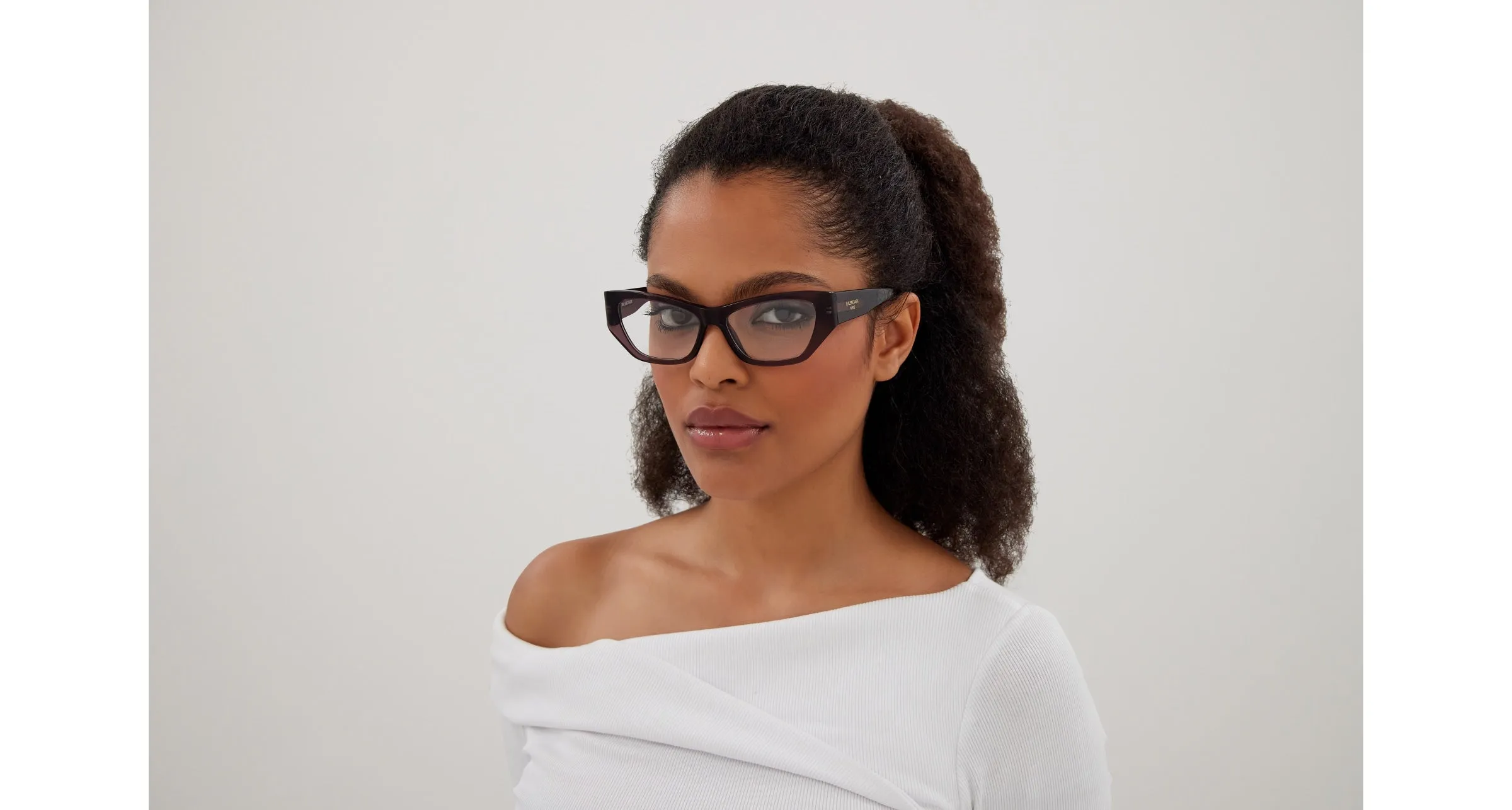 Balenciaga BB0372O 004 Montature da vista Acetato Viola Trasparente Cat Eye - immagine 4