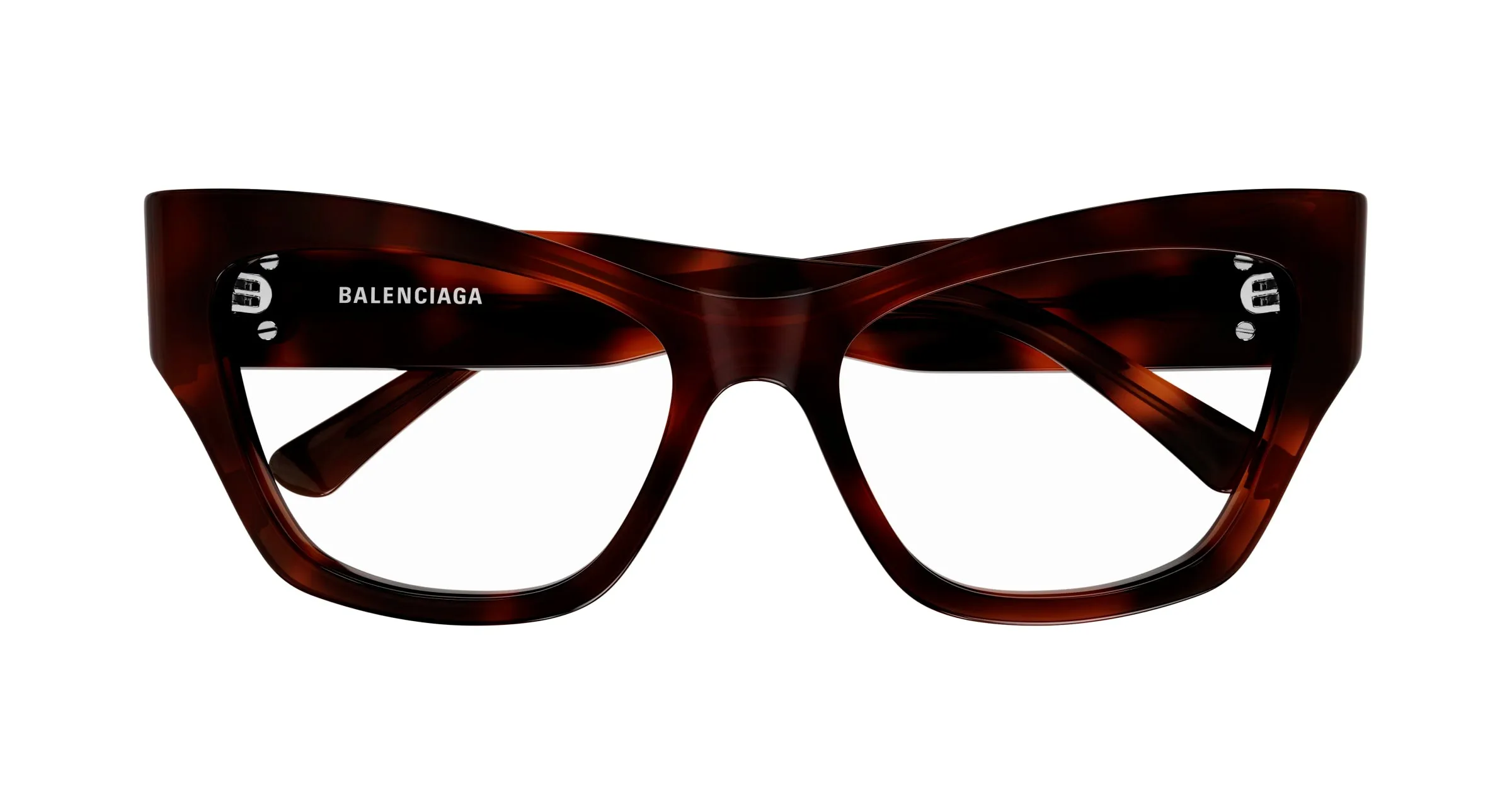Balenciaga BB0362O 004 Montature da vista Acetato Havana Trasparente Cat Eye - immagine 2