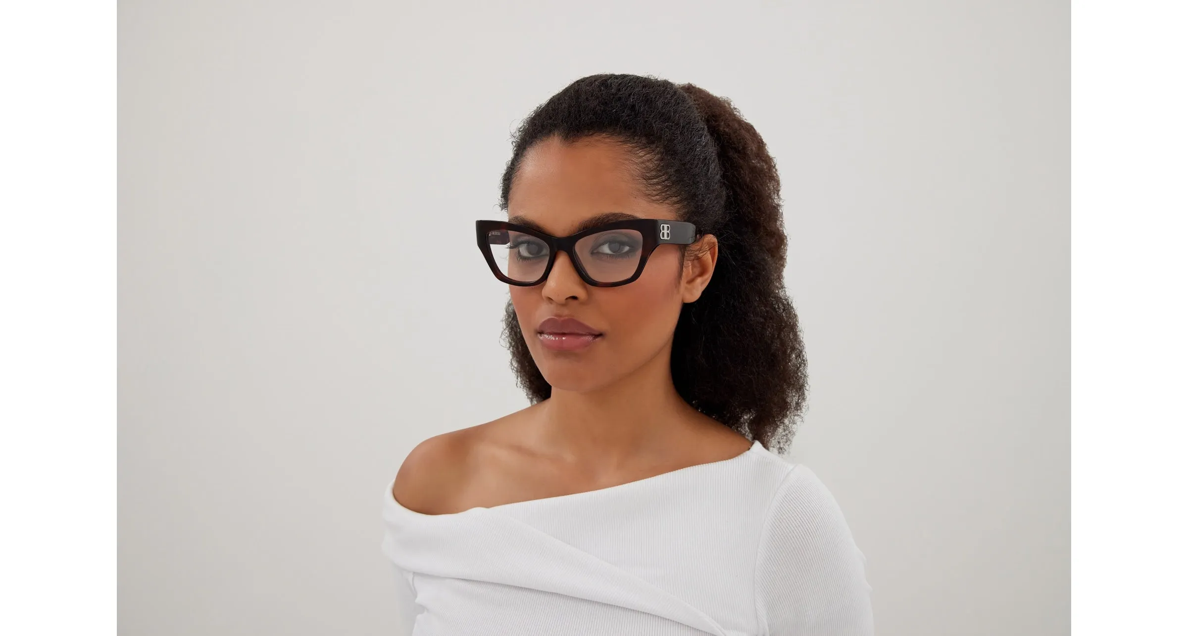 Balenciaga BB0362O 004 Montature da vista Acetato Havana Trasparente Cat Eye - immagine 4