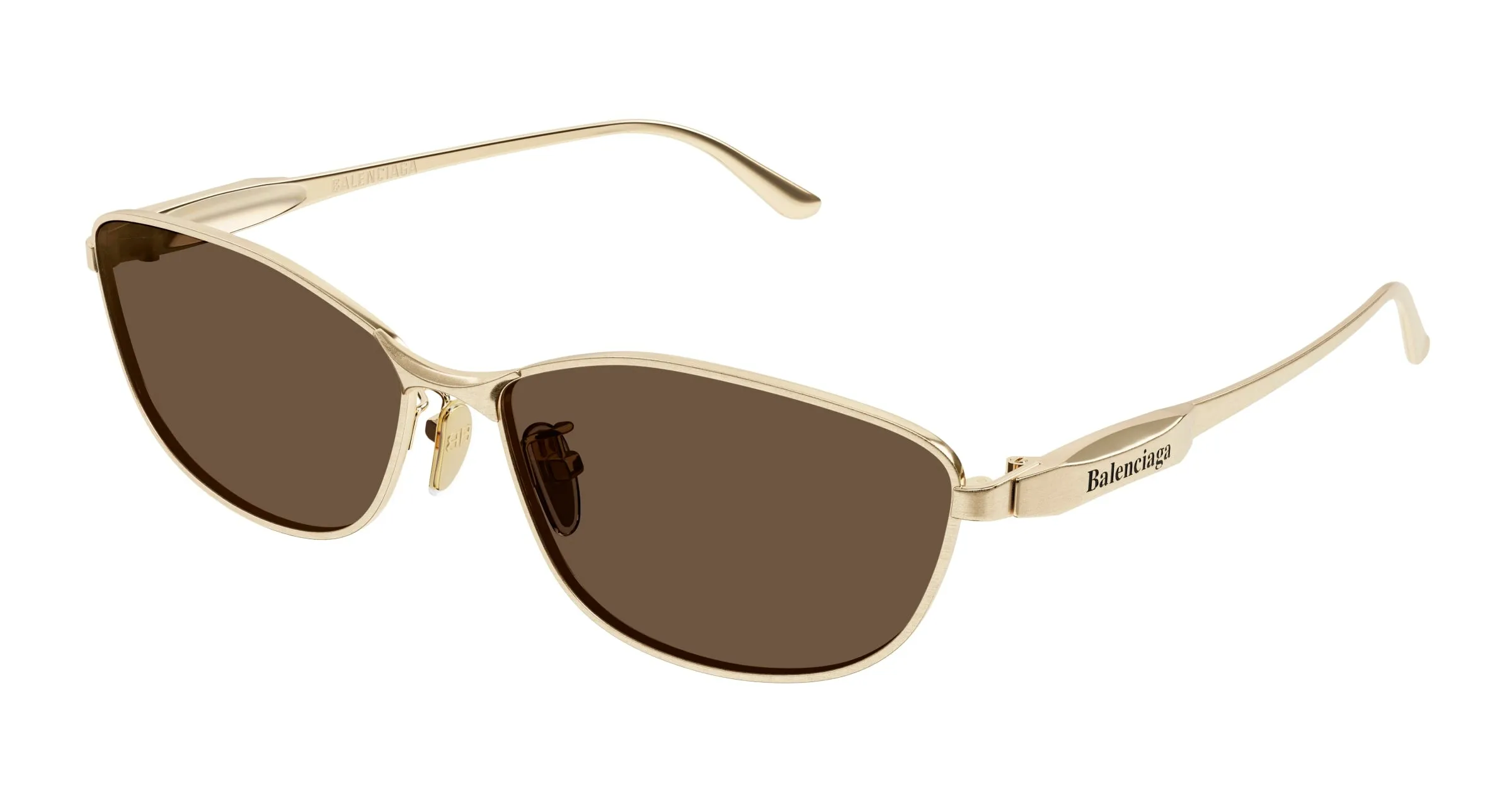 Balenciaga BB0357SA 003 Occhiali da sole Metallo Oro Marrone Squadrata - immagine 1