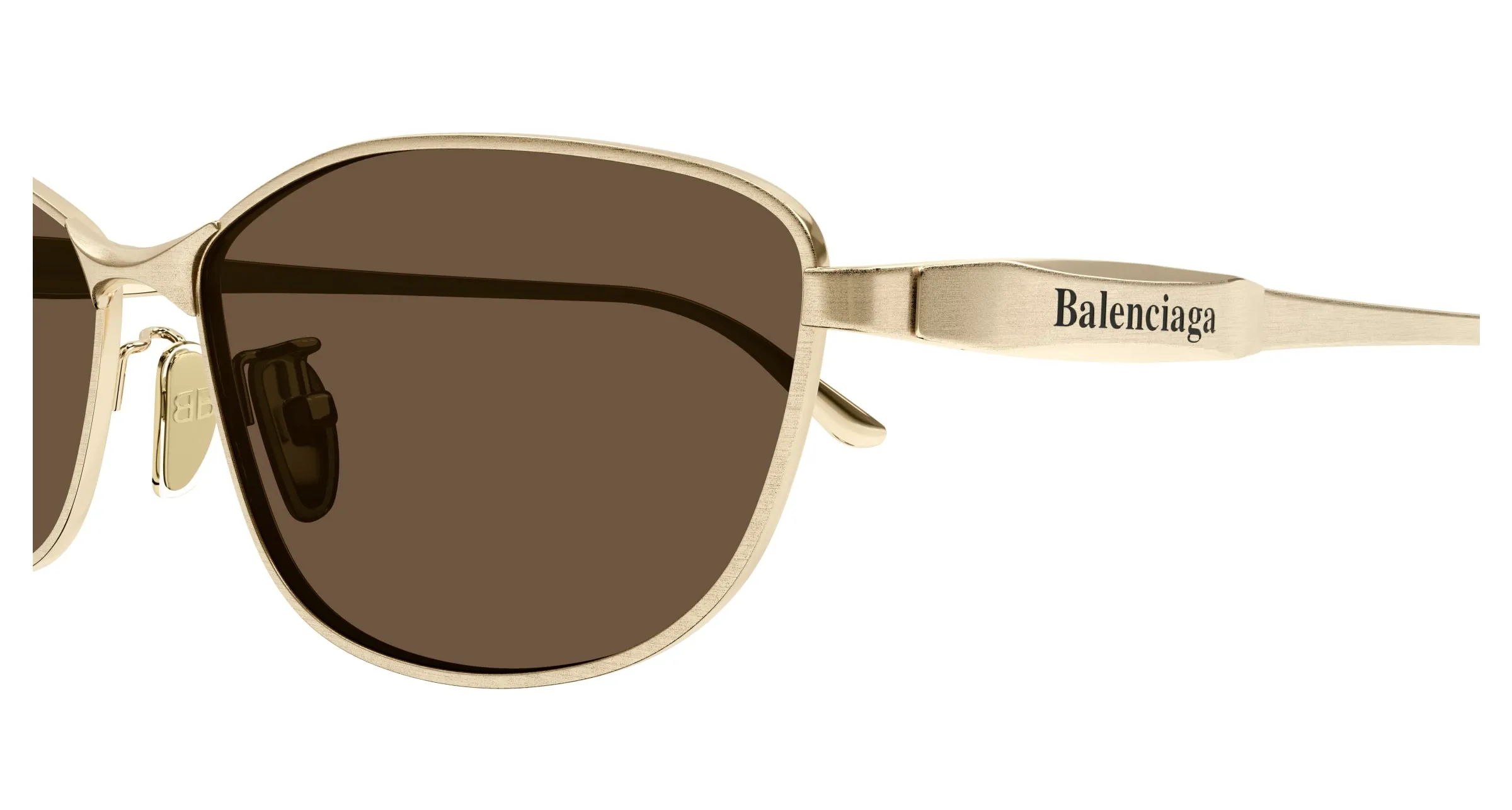 Balenciaga BB0357SA 003 Occhiali da sole Metallo Oro Marrone Squadrata - immagine 3