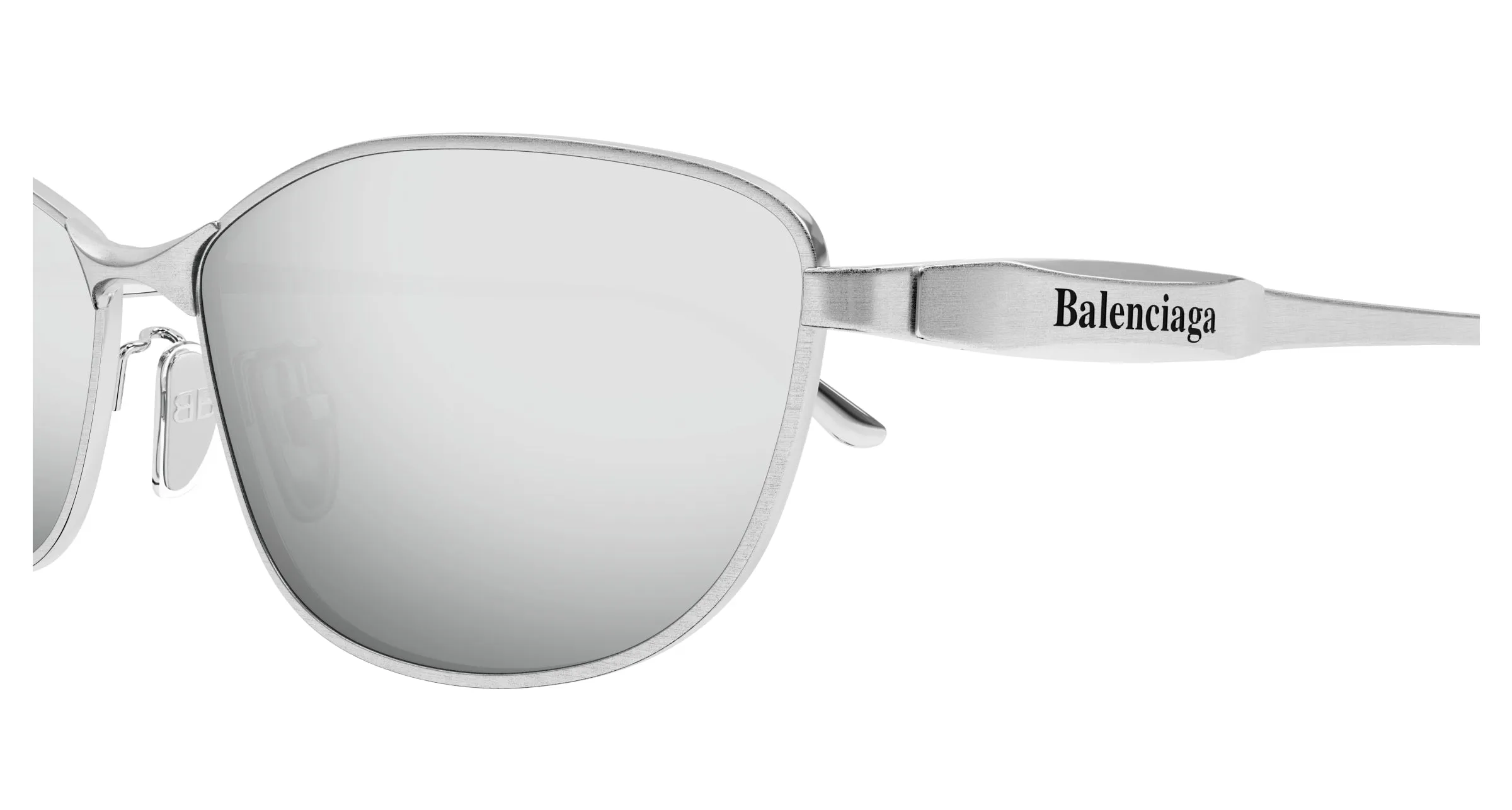 Balenciaga BB0357SA 002 Occhiali da sole Metallo Argento Argento Squadrata - immagine 3