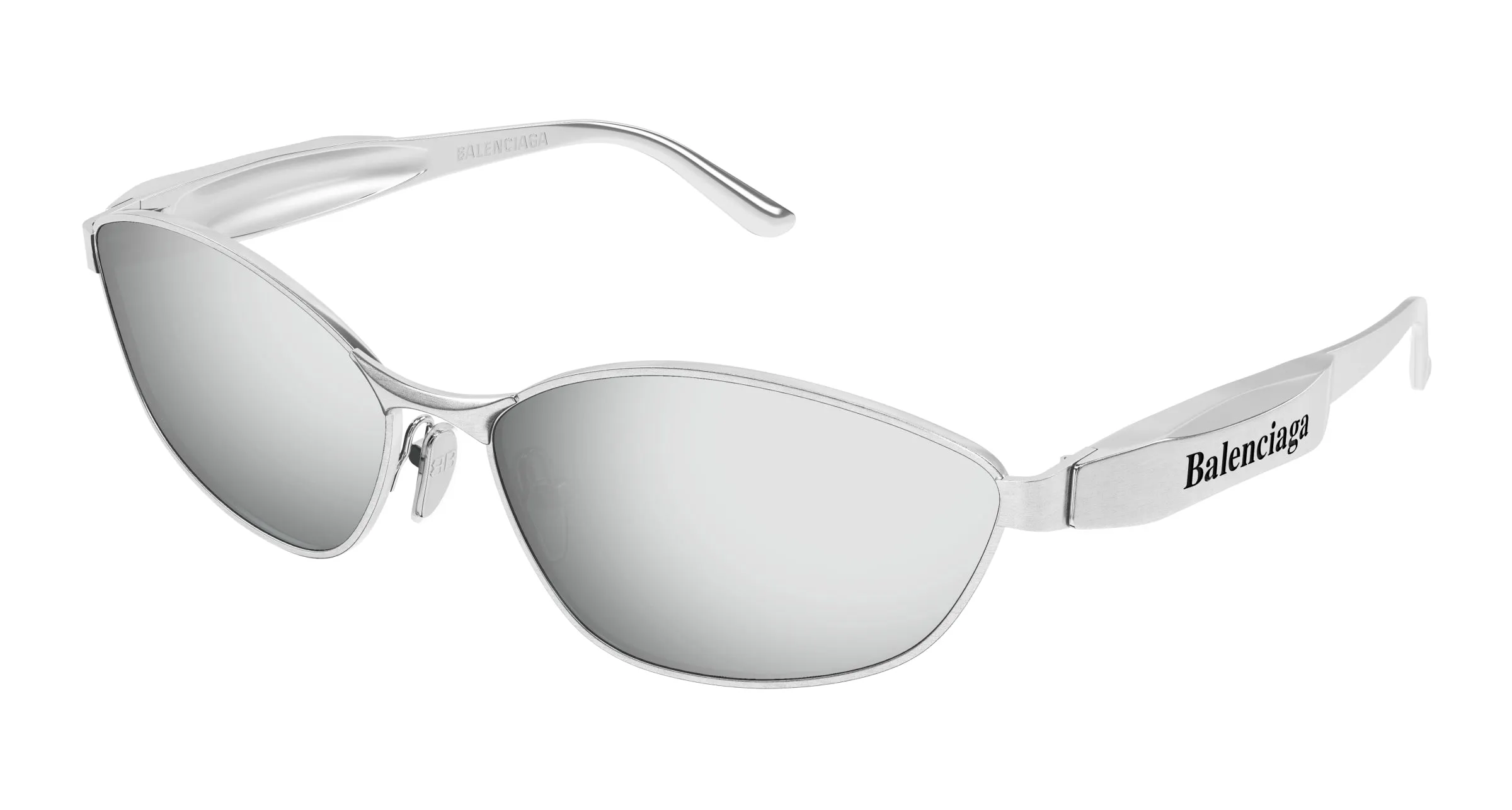 Balenciaga BB0356S 004 Occhiali da sole Metallo Argento Argento Cat Eye - immagine 1