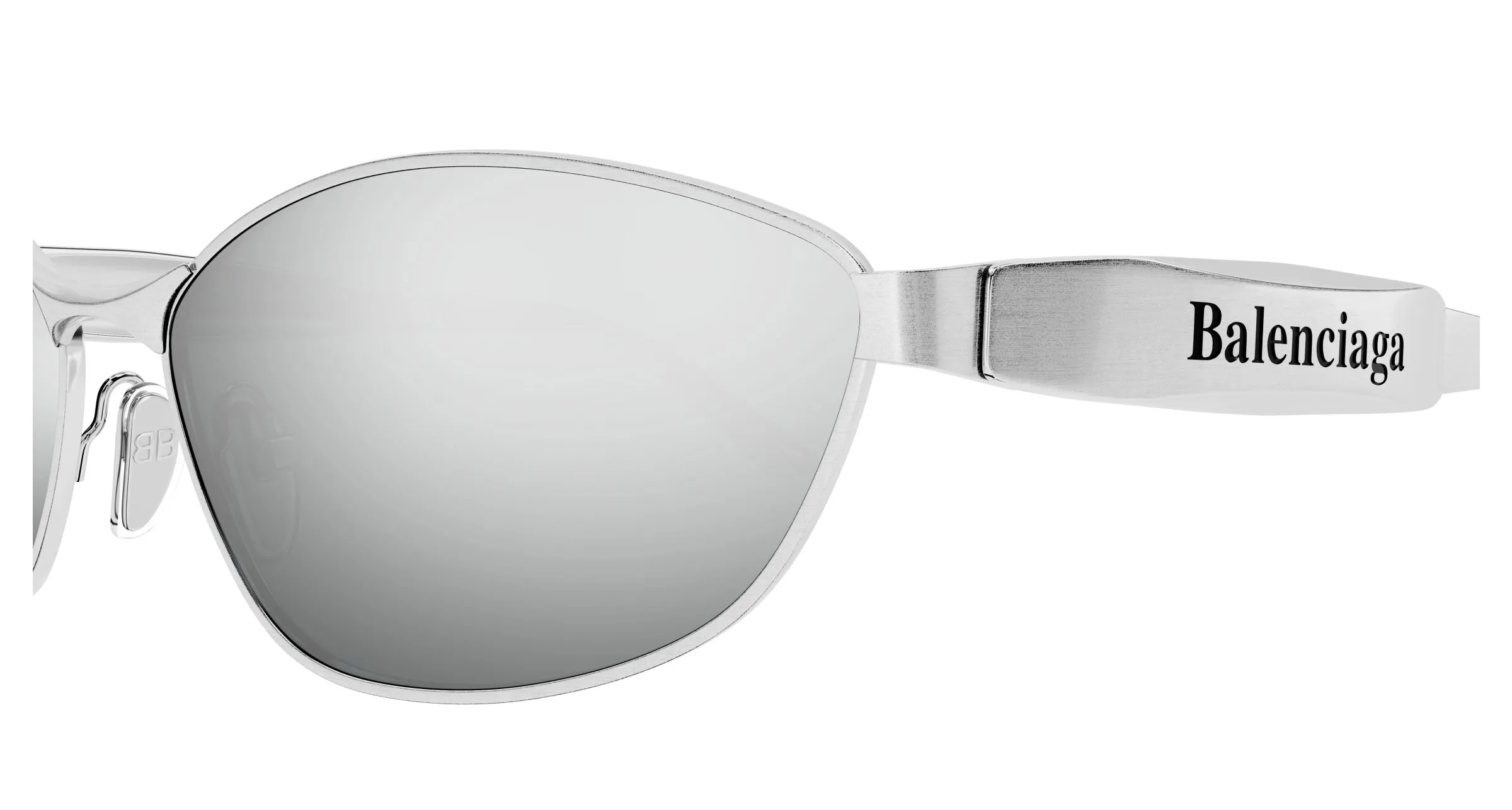 Balenciaga BB0356S 004 Occhiali da sole Metallo Argento Argento Cat Eye - immagine 3