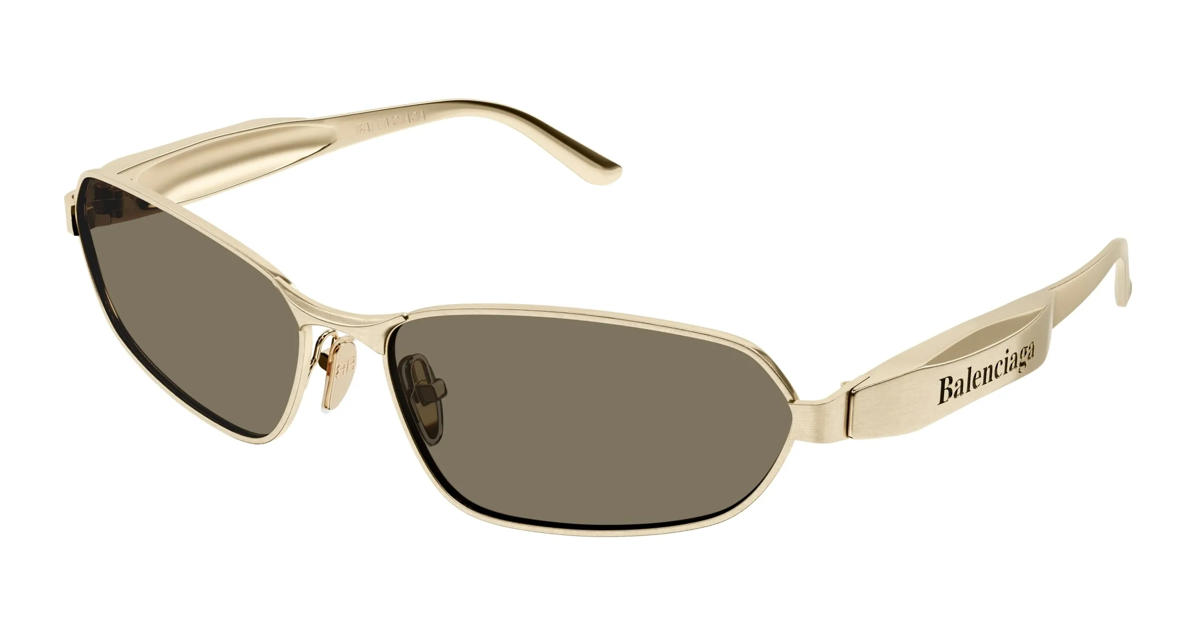 Balenciaga BB0355S 002 Occhiali da sole Metallo Oro Marrone Squadrata - immagine 1