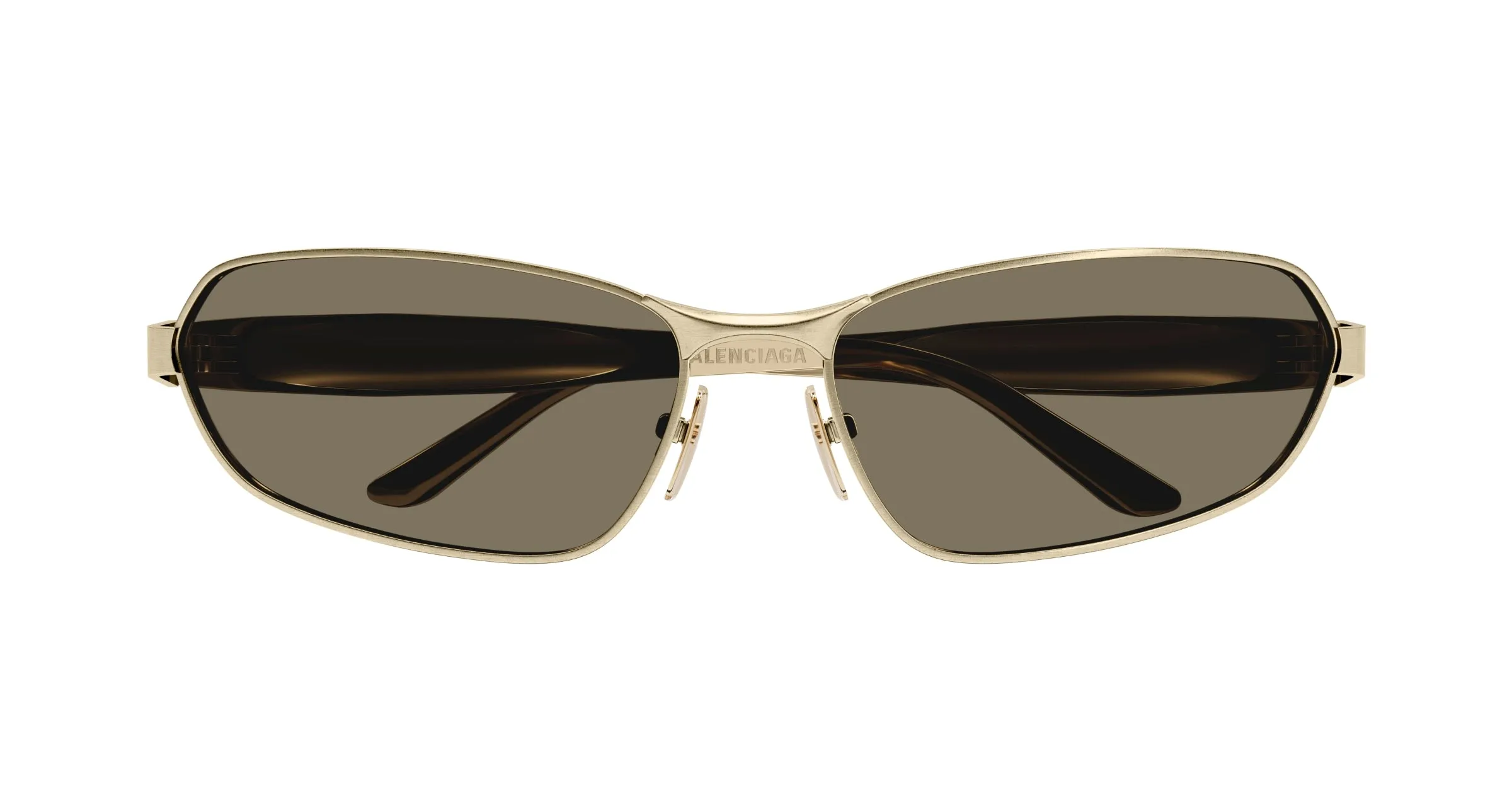 Balenciaga BB0355S 002 Occhiali da sole Metallo Oro Marrone Squadrata - immagine 2