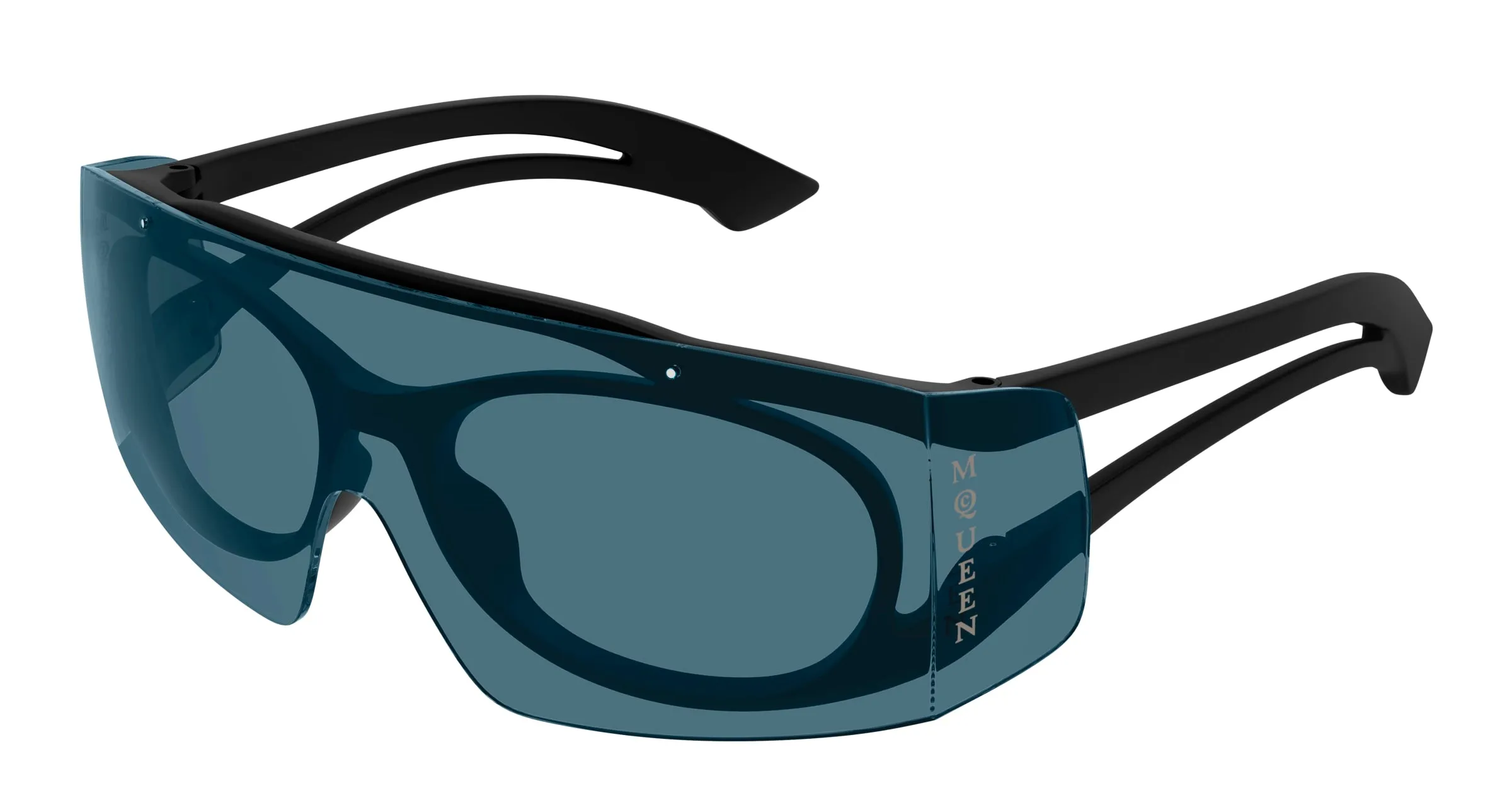 Alexander McQueen Unisex AM0489S 002 Occhiali da sole Bio-iniettato Nero Blu Maschera - immagine 1