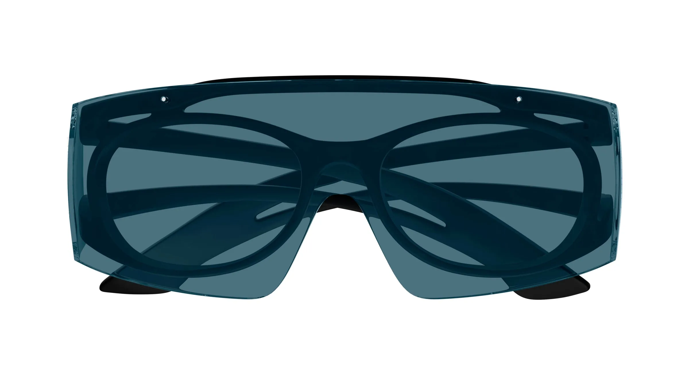 Alexander McQueen Unisex AM0489S 002 Occhiali da sole Bio-iniettato Nero Blu Maschera - immagine 2