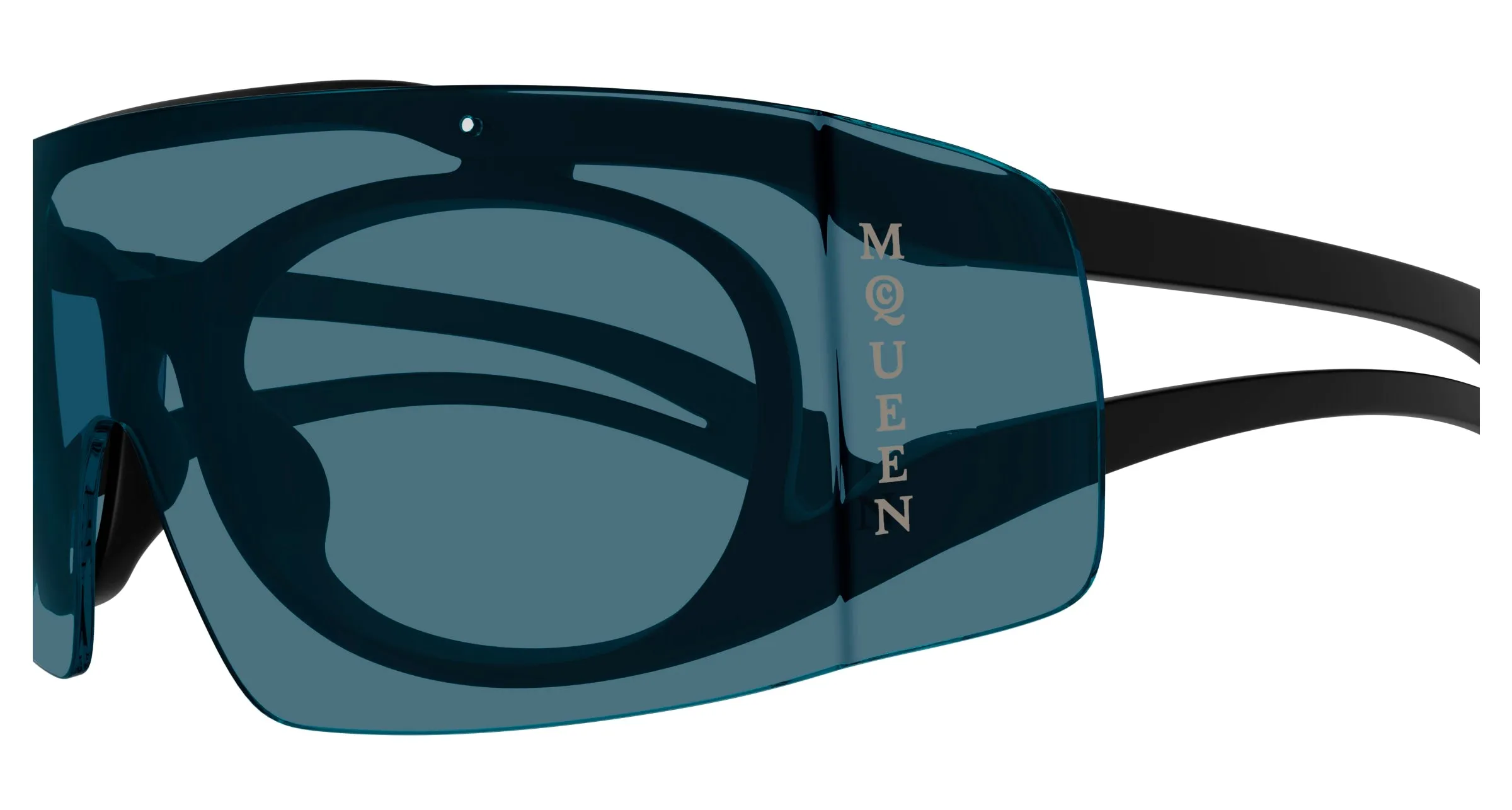 Alexander McQueen Unisex AM0489S 002 Occhiali da sole Bio-iniettato Nero Blu Maschera - immagine 3