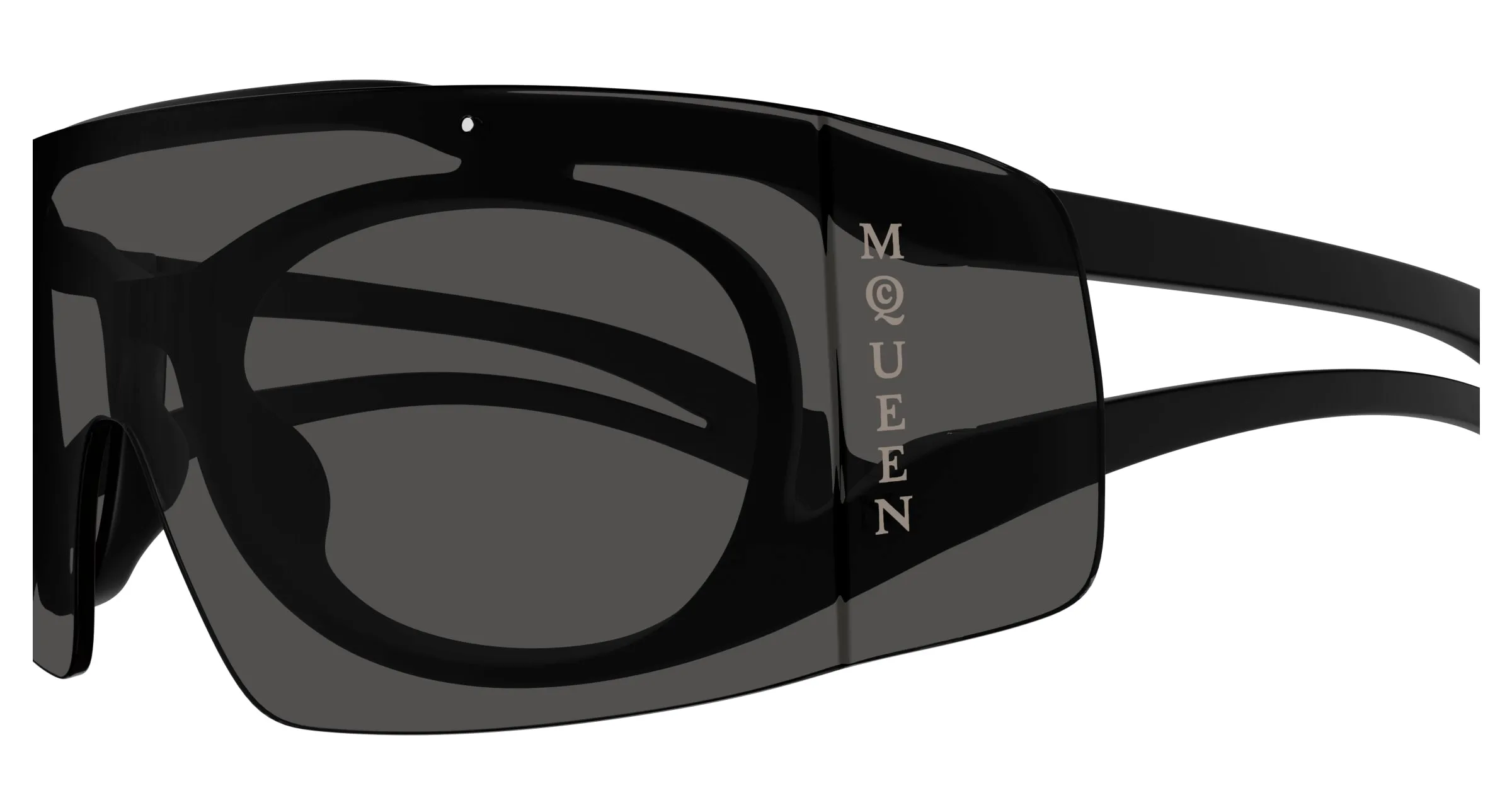 Alexander McQueen AM0489S 001 Occhiali da sole Bio-iniettato Nero Grigio Maschera - immagine 3
