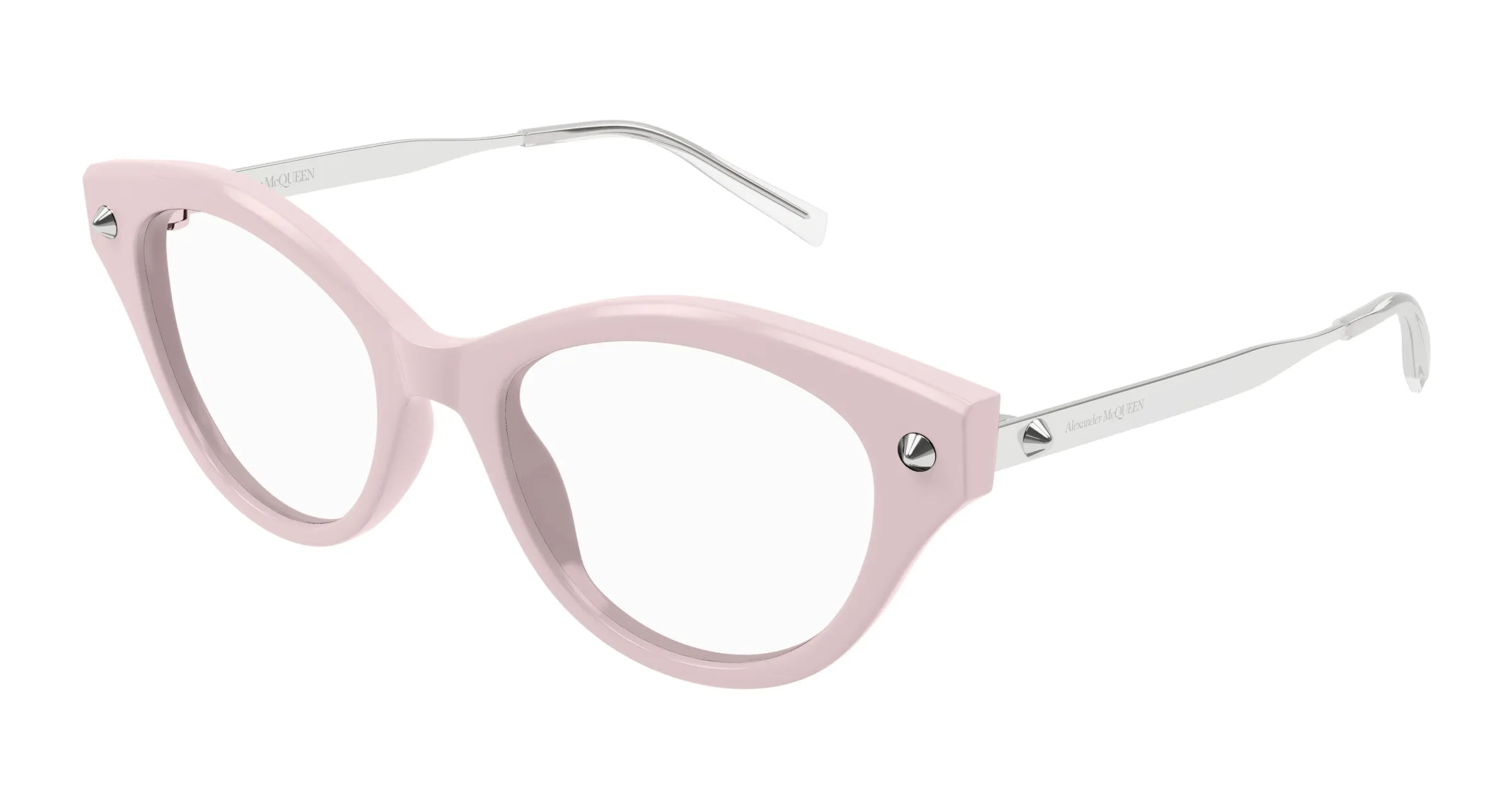 Alexander McQueen Donna AM0485O 003 Montature da vista Acetato Rosa Trasparente Cat Eye - immagine 1