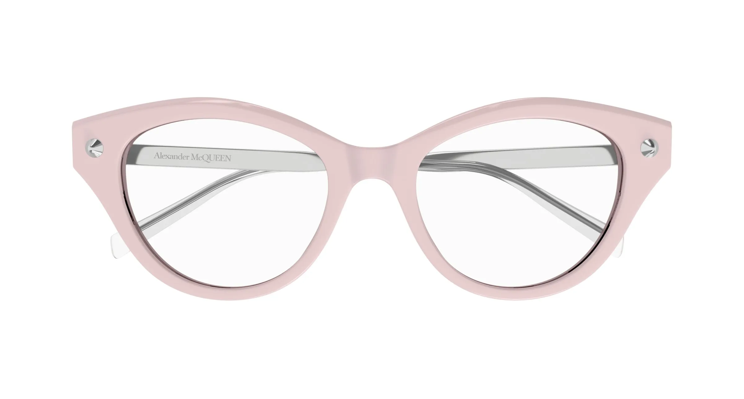 Alexander McQueen Donna AM0485O 003 Montature da vista Acetato Rosa Trasparente Cat Eye - immagine 2