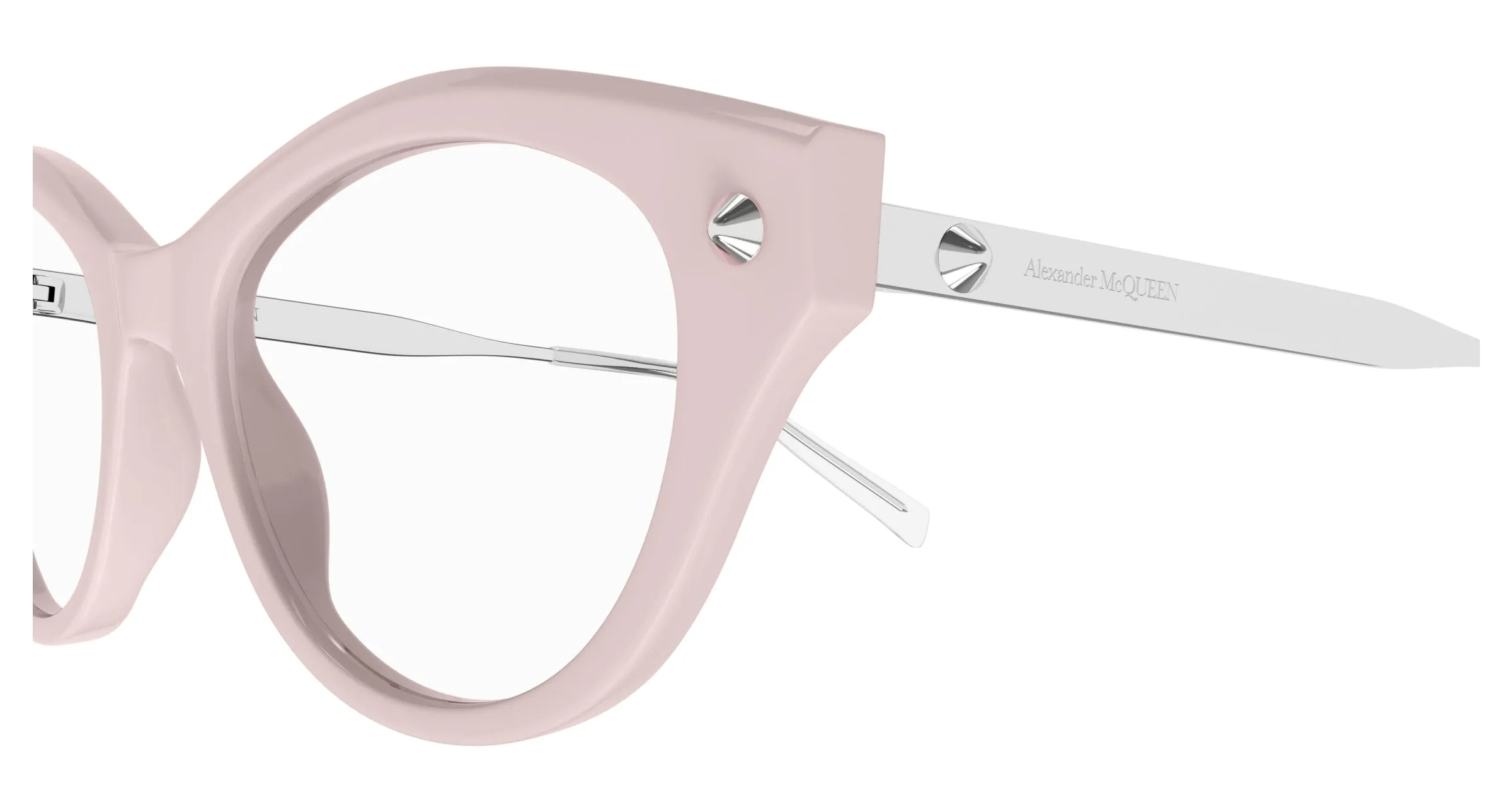 Alexander McQueen Donna AM0485O 003 Montature da vista Acetato Rosa Trasparente Cat Eye - immagine 3