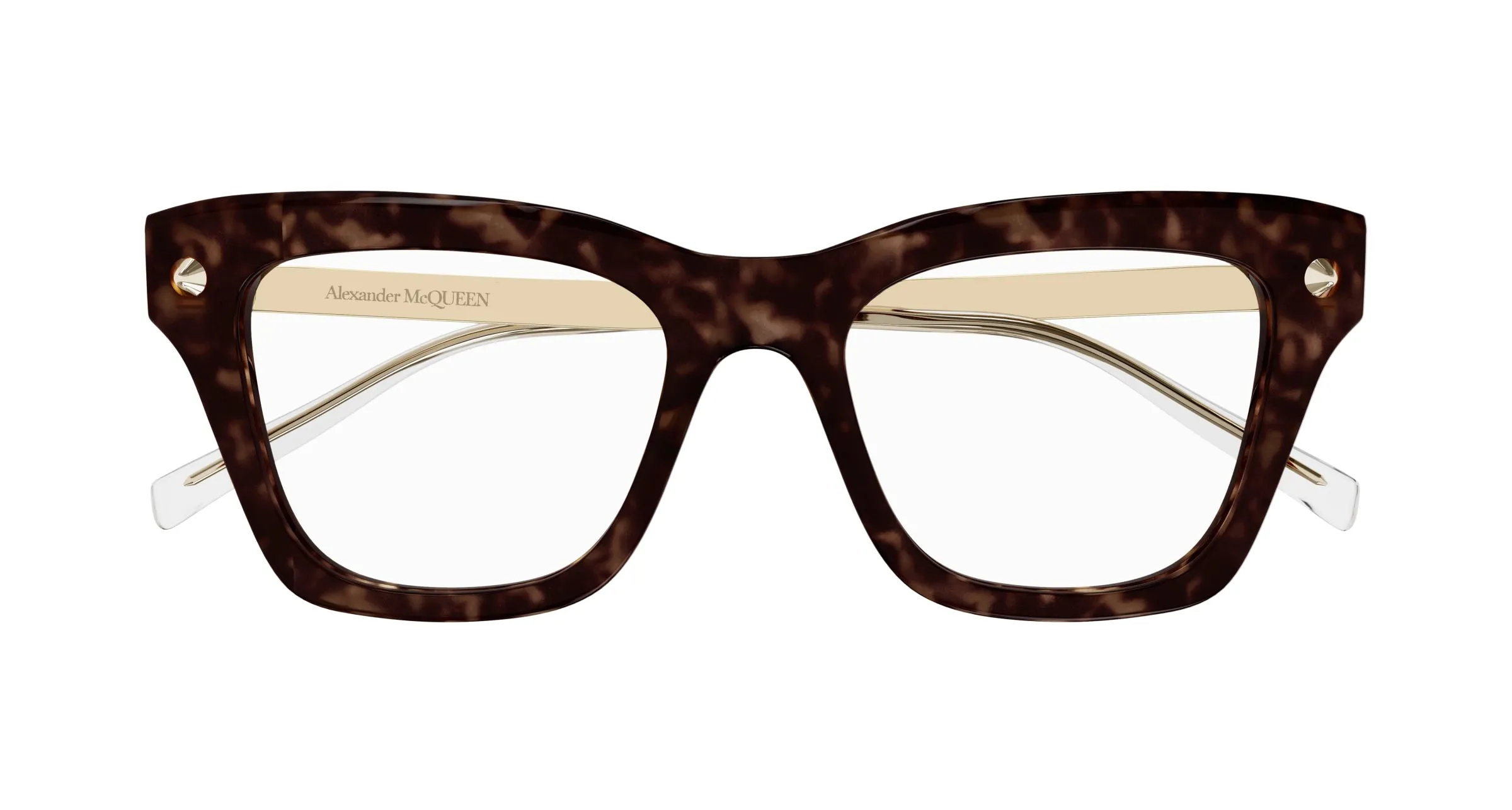 Alexander McQueen AM0484O 006 Montature da vista Acetato Havana Trasparente Squadrata - immagine 2