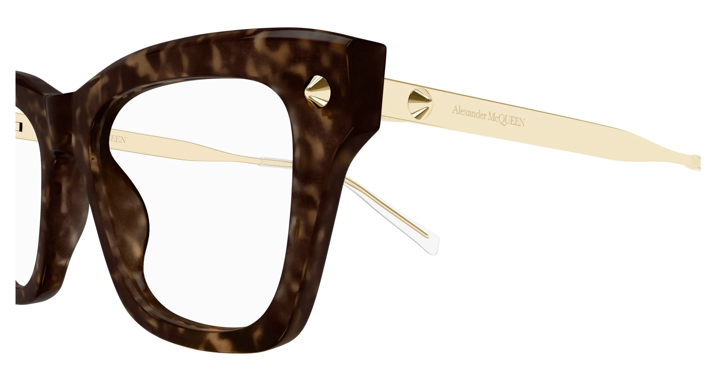 Alexander McQueen AM0484O 006 Montature da vista Acetato Havana Trasparente Squadrata - immagine 3