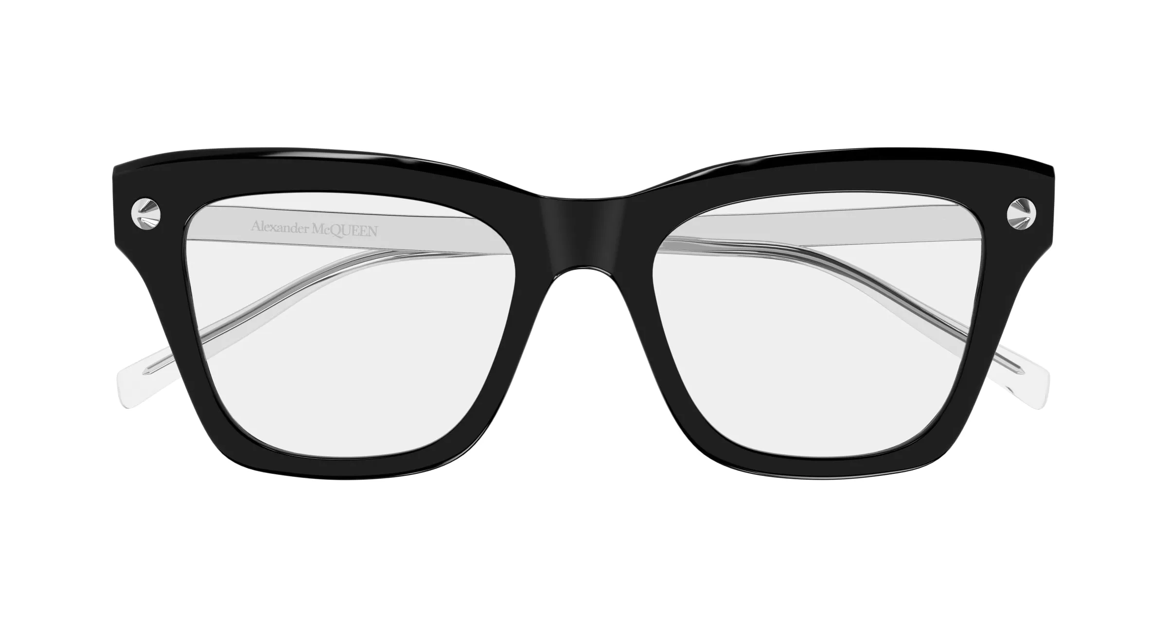 Alexander McQueen Donna AM0484O 001 Montature da vista Acetato Nero Trasparente Squadrata - immagine 2