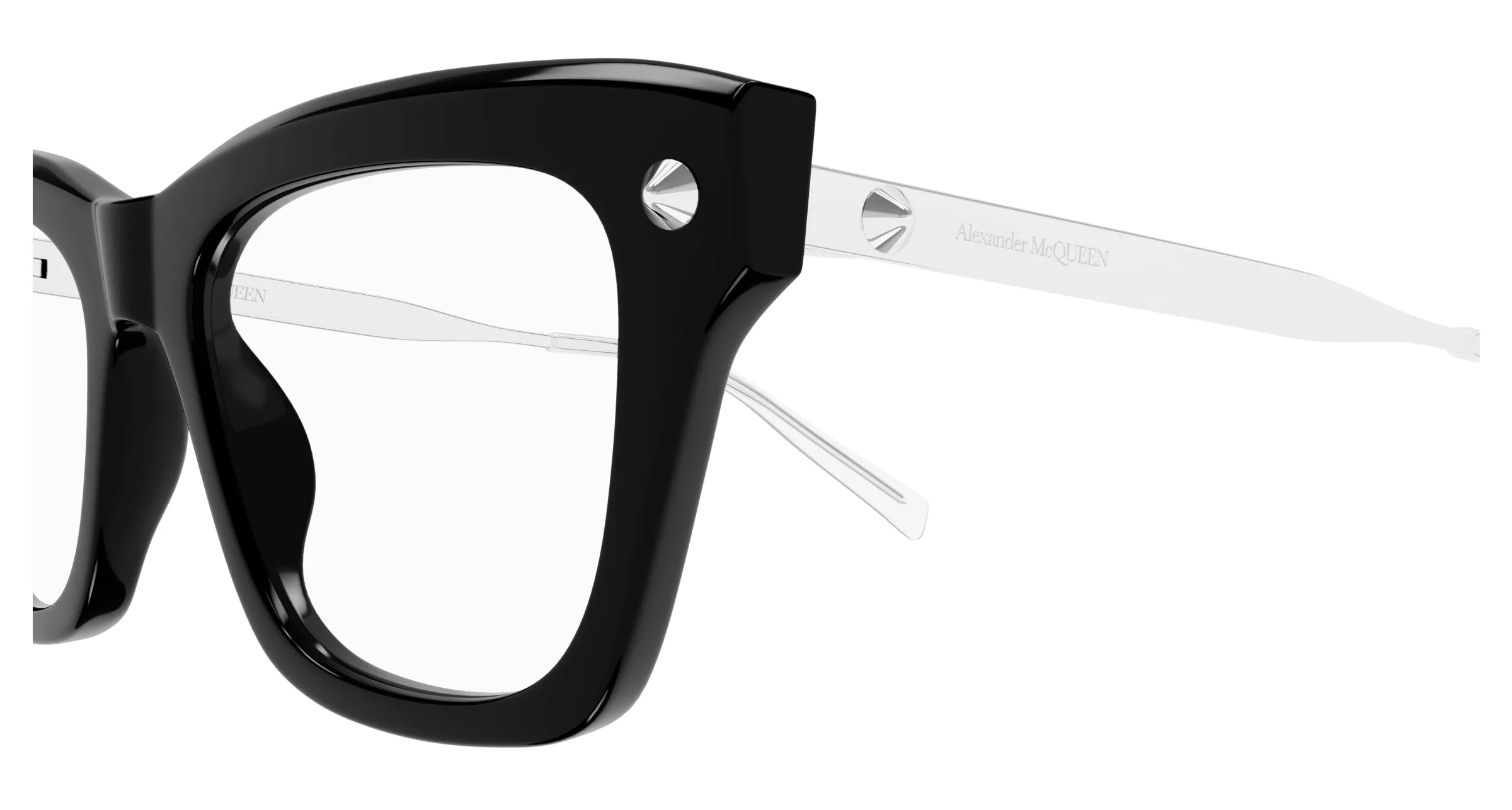 Alexander McQueen Donna AM0484O 001 Montature da vista Acetato Nero Trasparente Squadrata - immagine 3