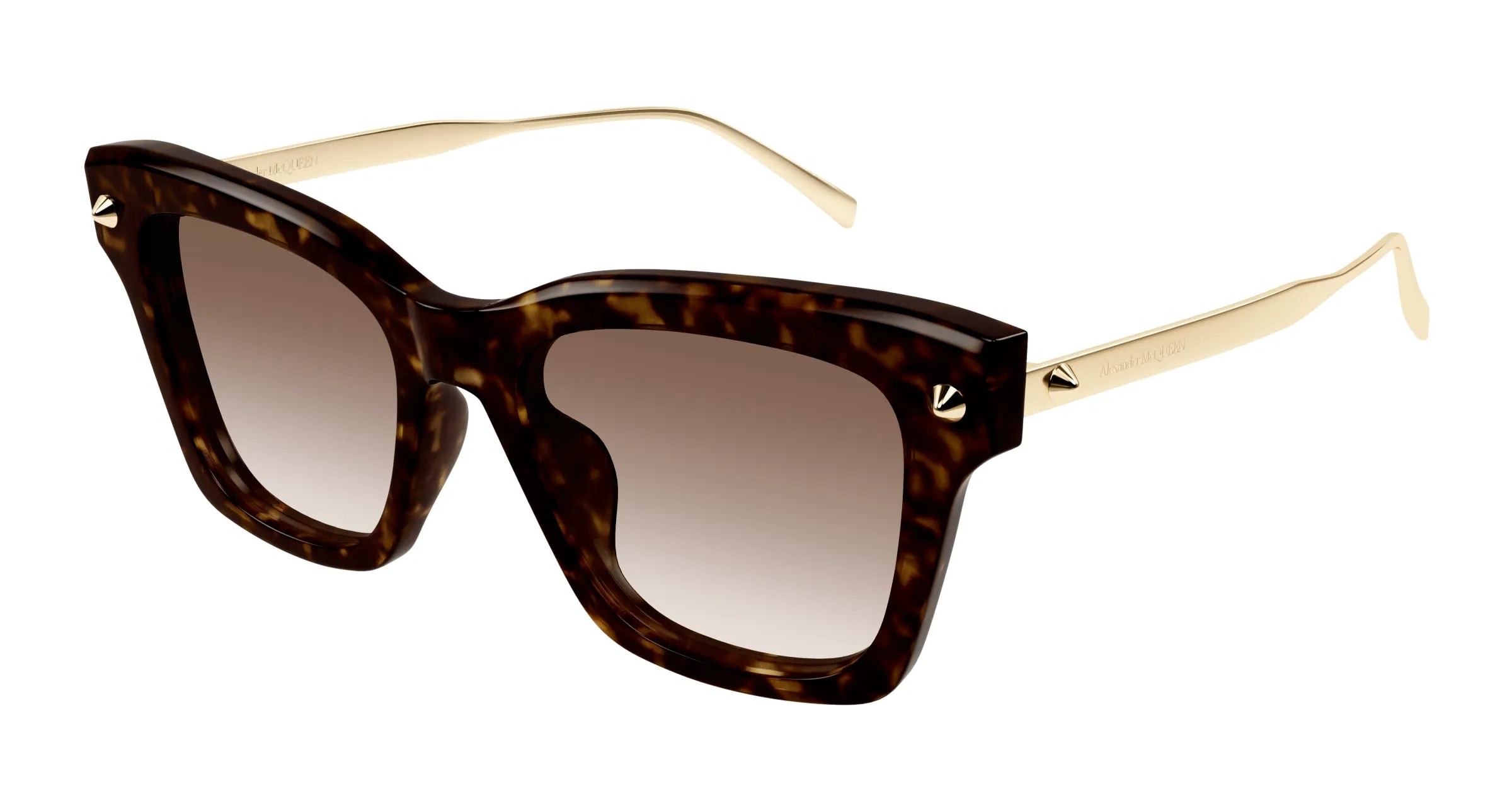 Alexander McQueen AM0483S 002 Occhiali da sole Acetato Havana Marrone Squadrata - immagine 1