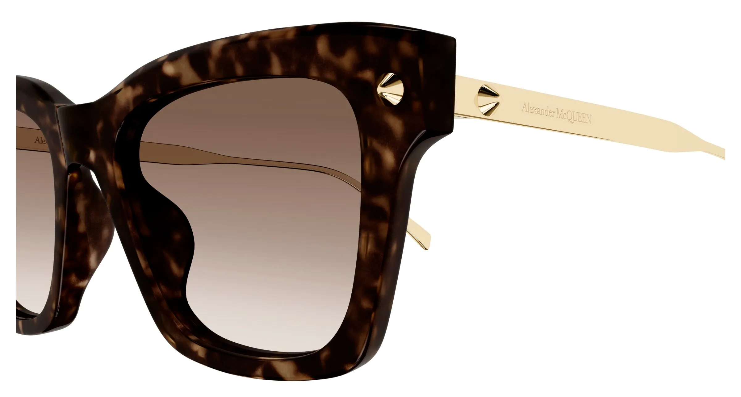 Alexander McQueen AM0483S 002 Occhiali da sole Acetato Havana Marrone Squadrata - immagine 3