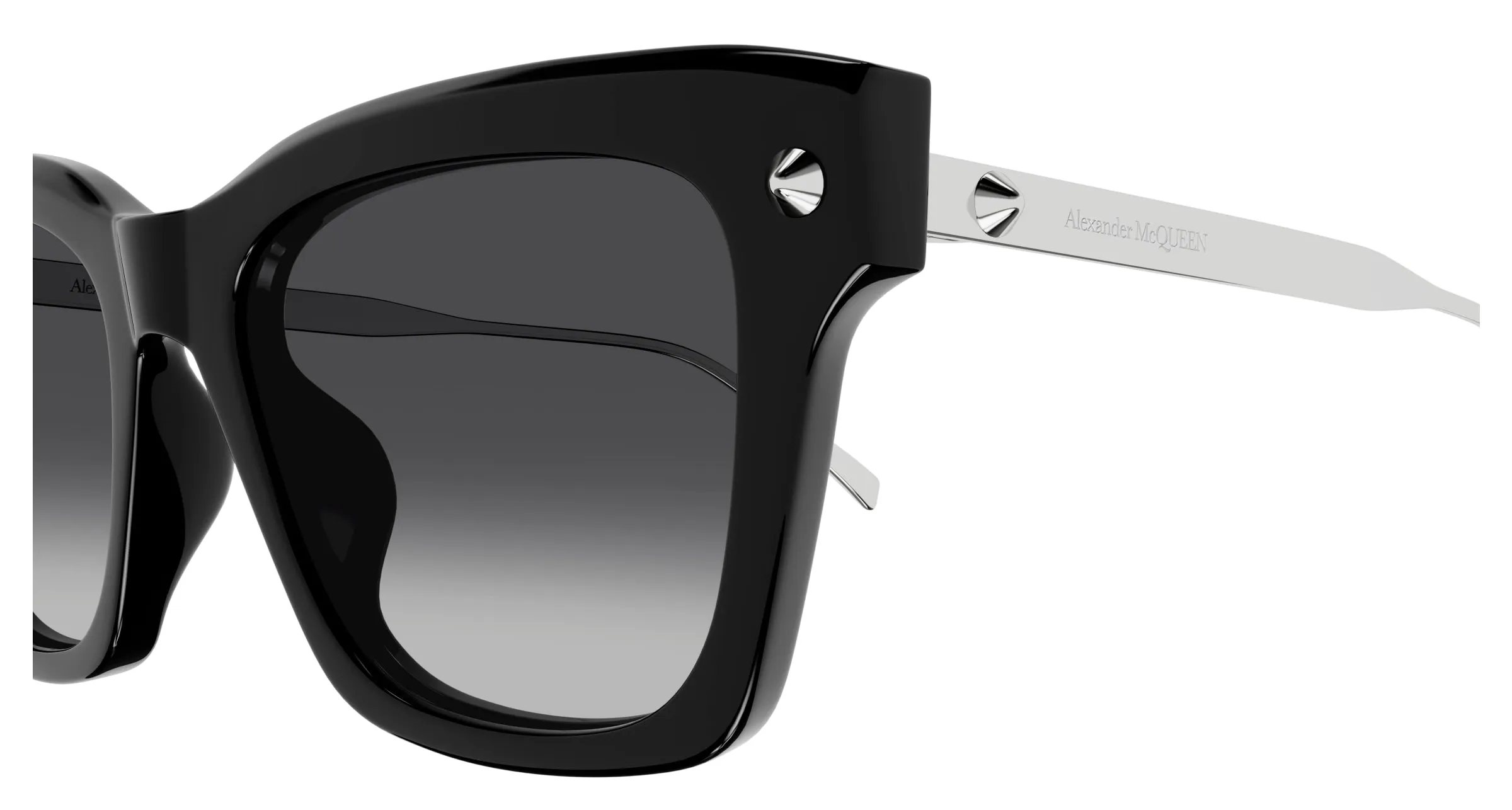 Alexander McQueen AM0483S 001 Occhiali da sole Acetato Nero Grigio Squadrata - immagine 3