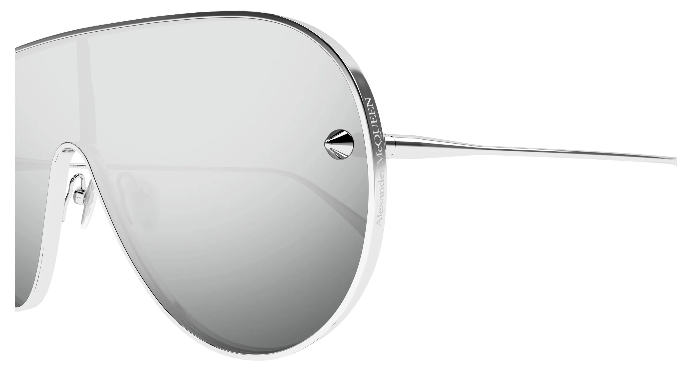 Alexander McQueen AM0481S 004 Occhiali da sole Metallo Argento Argento Pilot - immagine 3