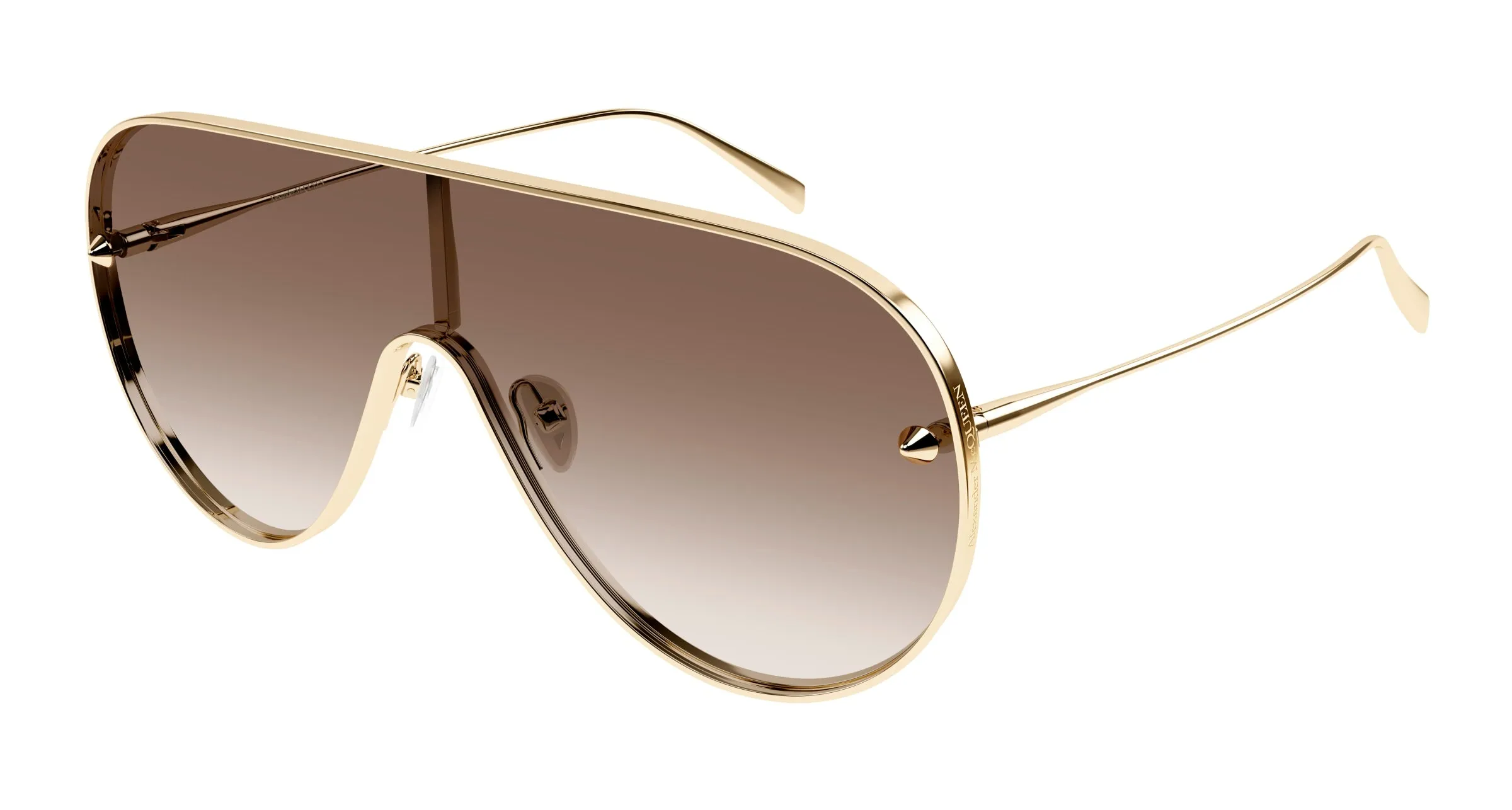Alexander McQueen AM0481S 002 Occhiali da sole Metallo Oro Marrone Pilot - immagine 1