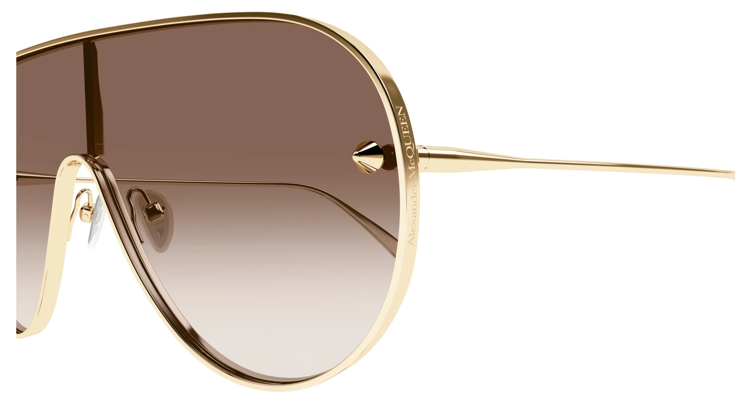 Alexander McQueen AM0481S 002 Occhiali da sole Metallo Oro Marrone Pilot - immagine 3