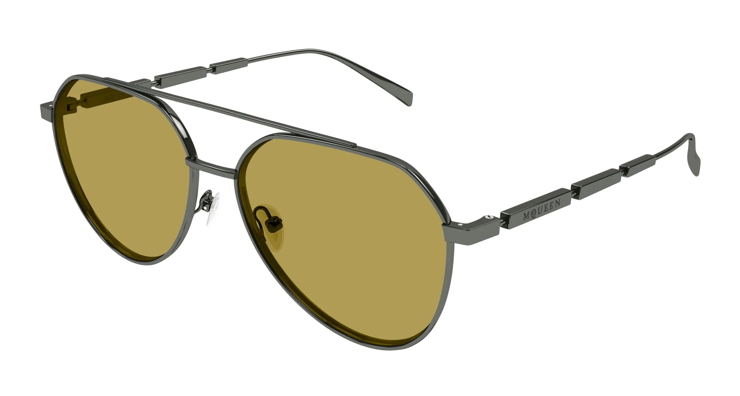 Alexander McQueen AM0478S 003 Occhiali da sole Metallo Rutenio Verde Pilot - immagine 1