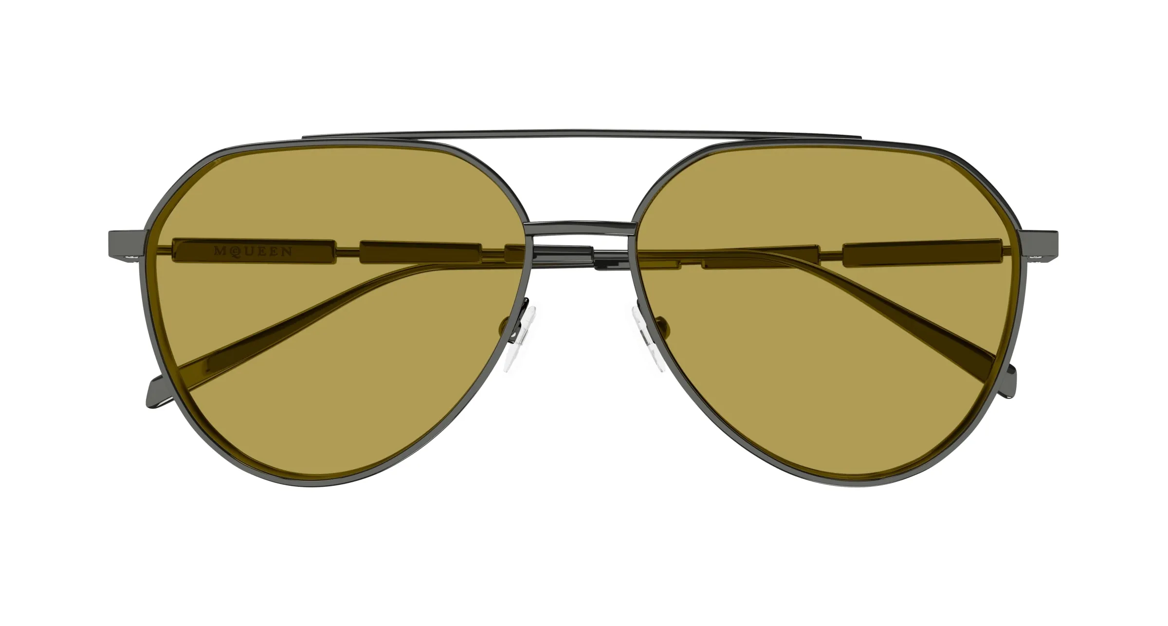 Alexander McQueen AM0478S 003 Occhiali da sole Metallo Rutenio Verde Pilot - immagine 2
