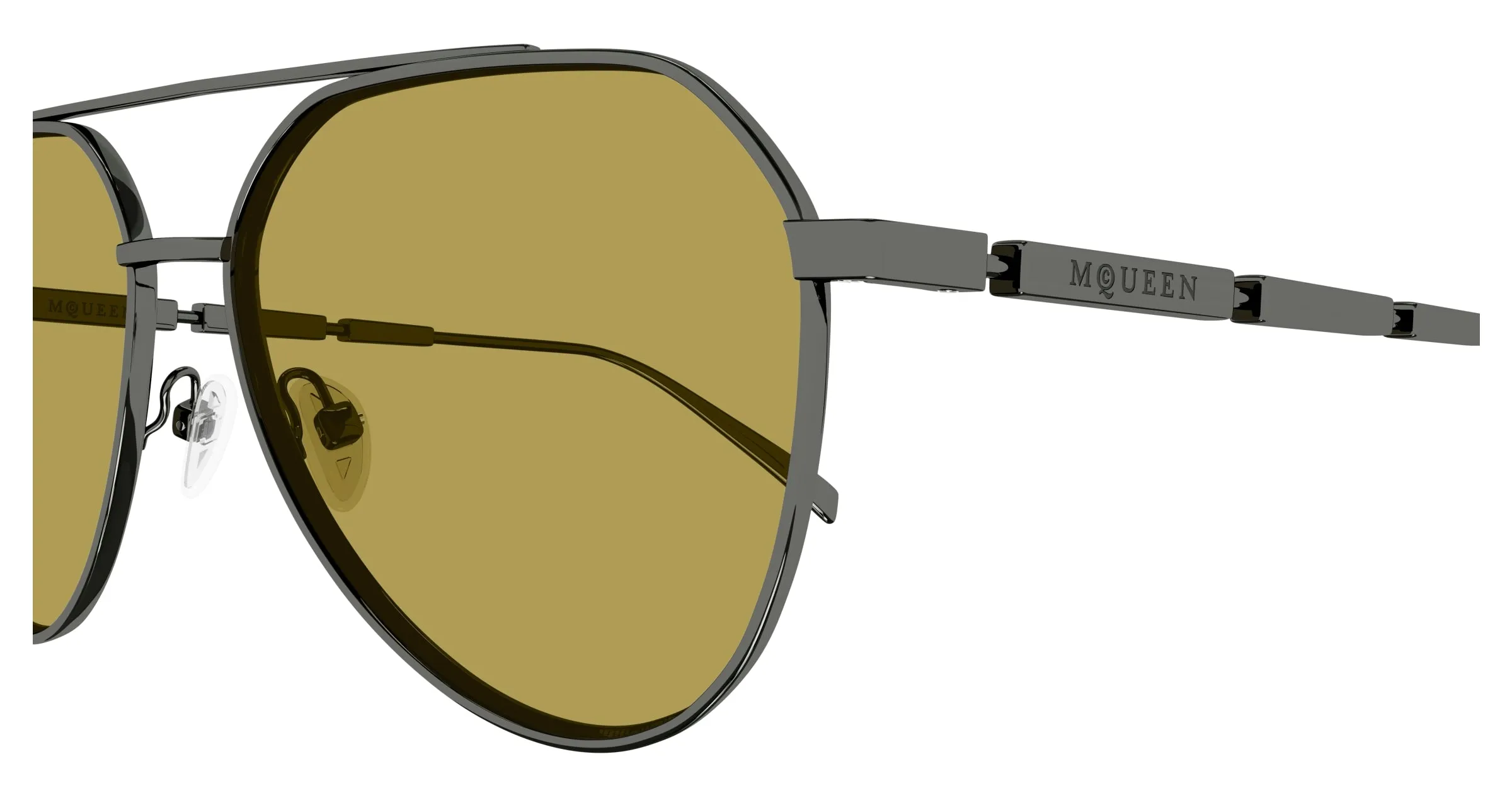 Alexander McQueen AM0478S 003 Occhiali da sole Metallo Rutenio Verde Pilot - immagine 3